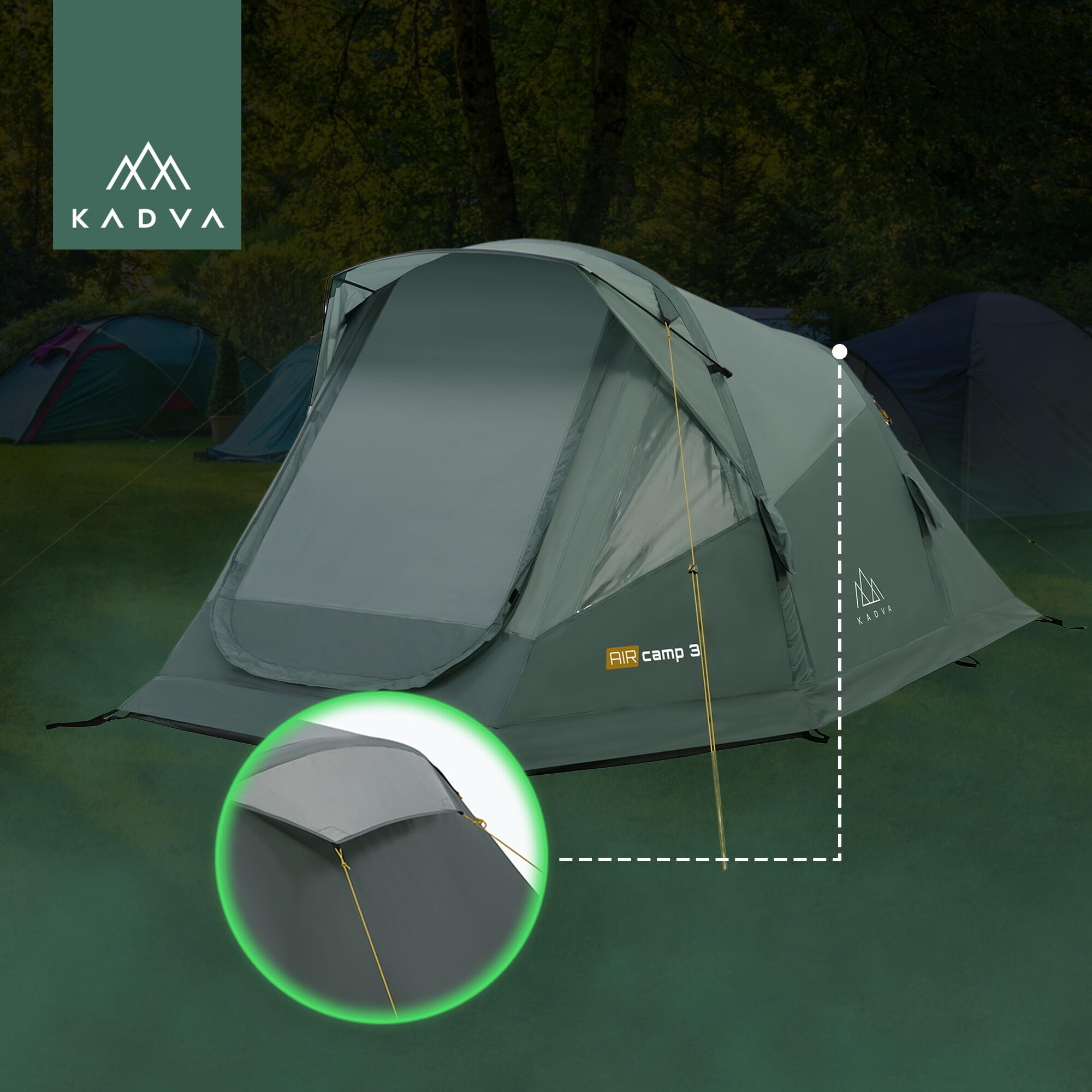 KADVA AIRcamp 3 barraca de acampamento para 3 pessoas 5/7