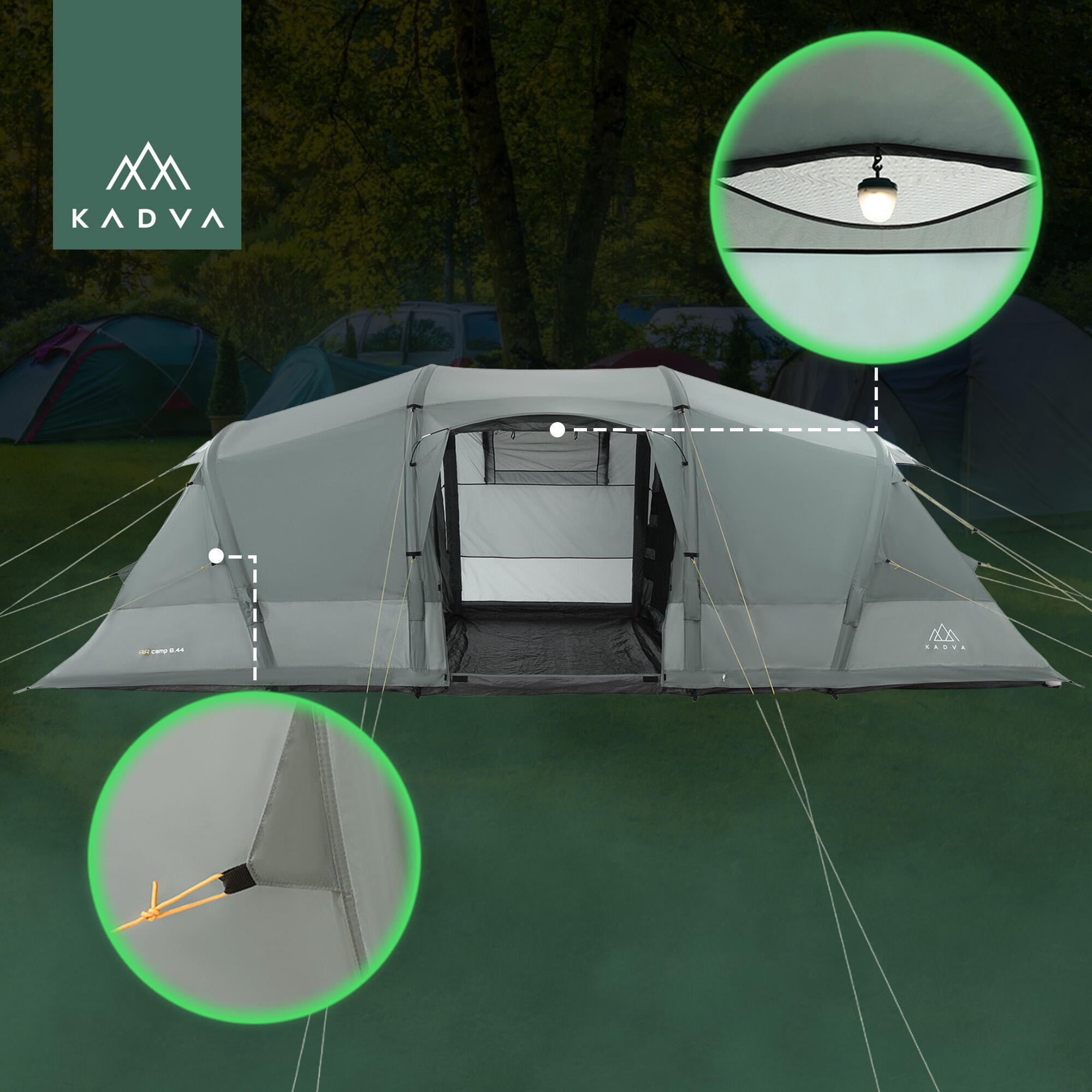 Tente de camping KADVA AIRcamp 8.44 8 personnes 5/7