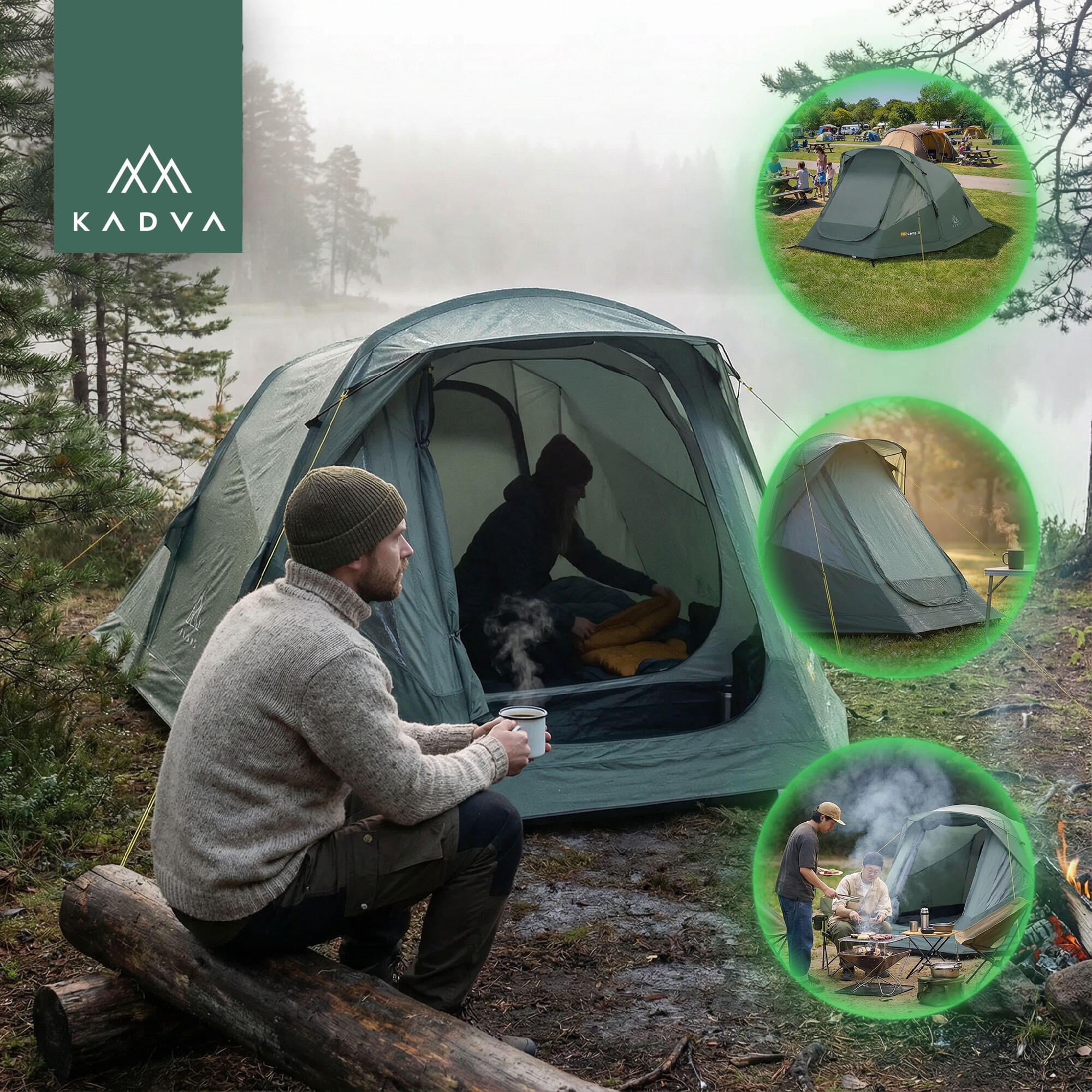KADVA AIRcamp 3 barraca de acampamento para 3 pessoas 4/7