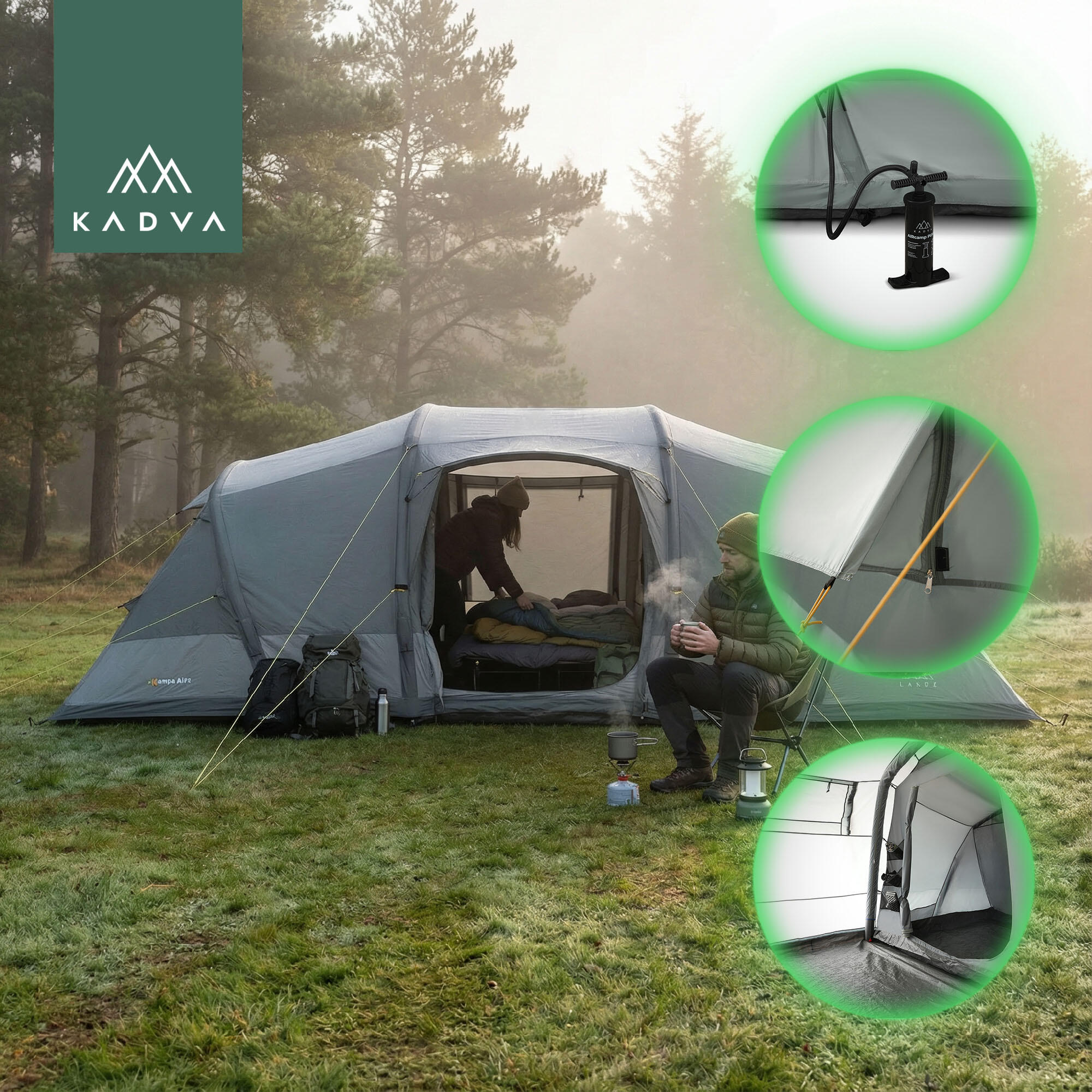 Tente de camping KADVA AIRcamp 8.44 8 personnes 4/7