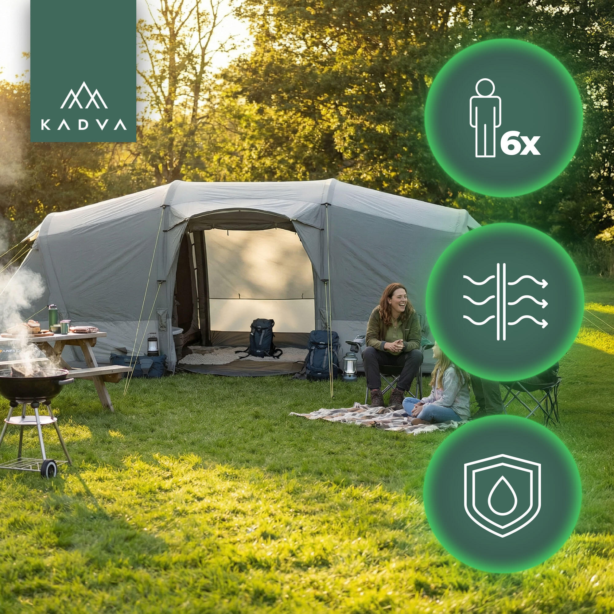 KADVA AIRcamp 6.33 Tenda da campeggio per 6 persone 3/7