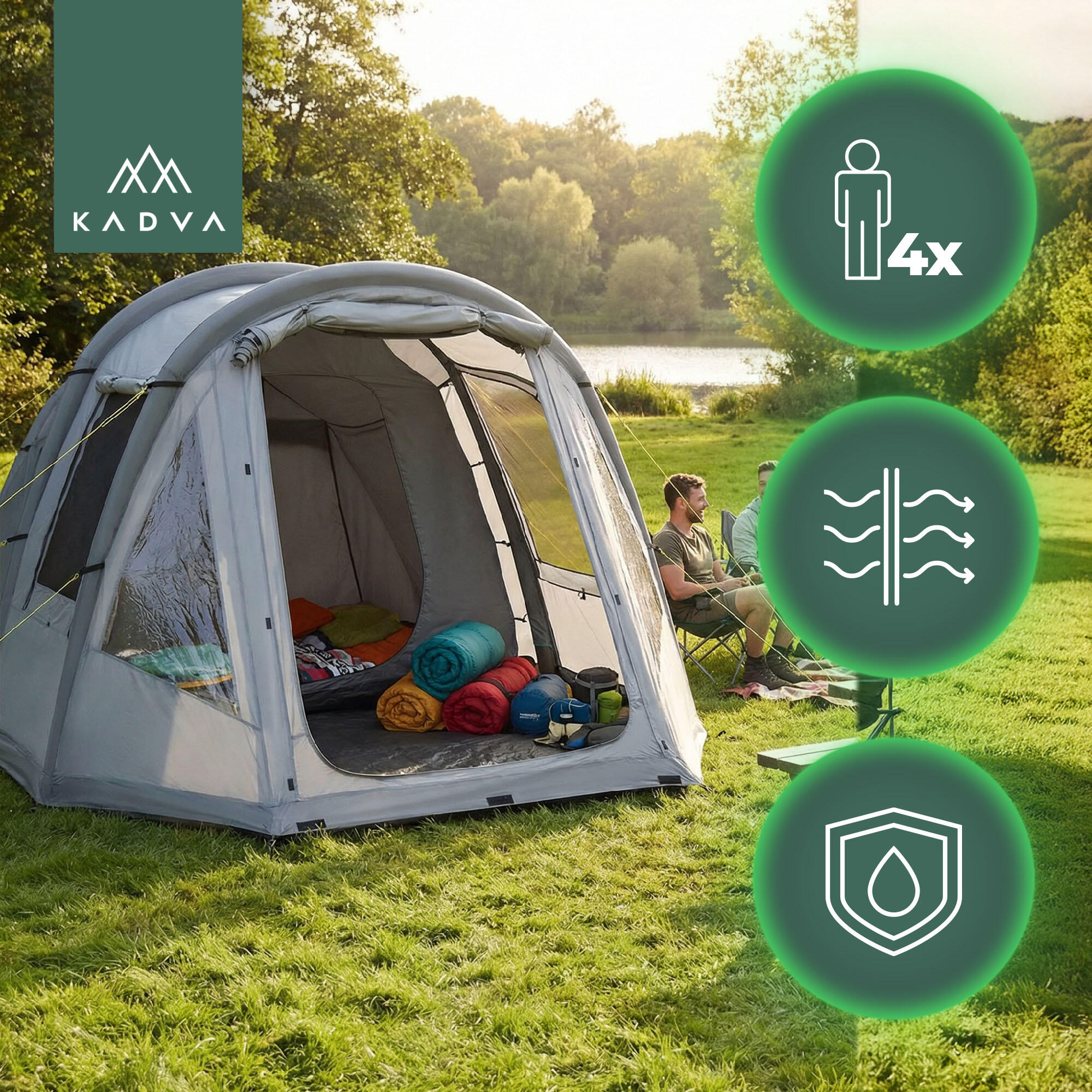 Tenda de acampamento KADVA AIRcamp 4.4 para 4 pessoas 3/7