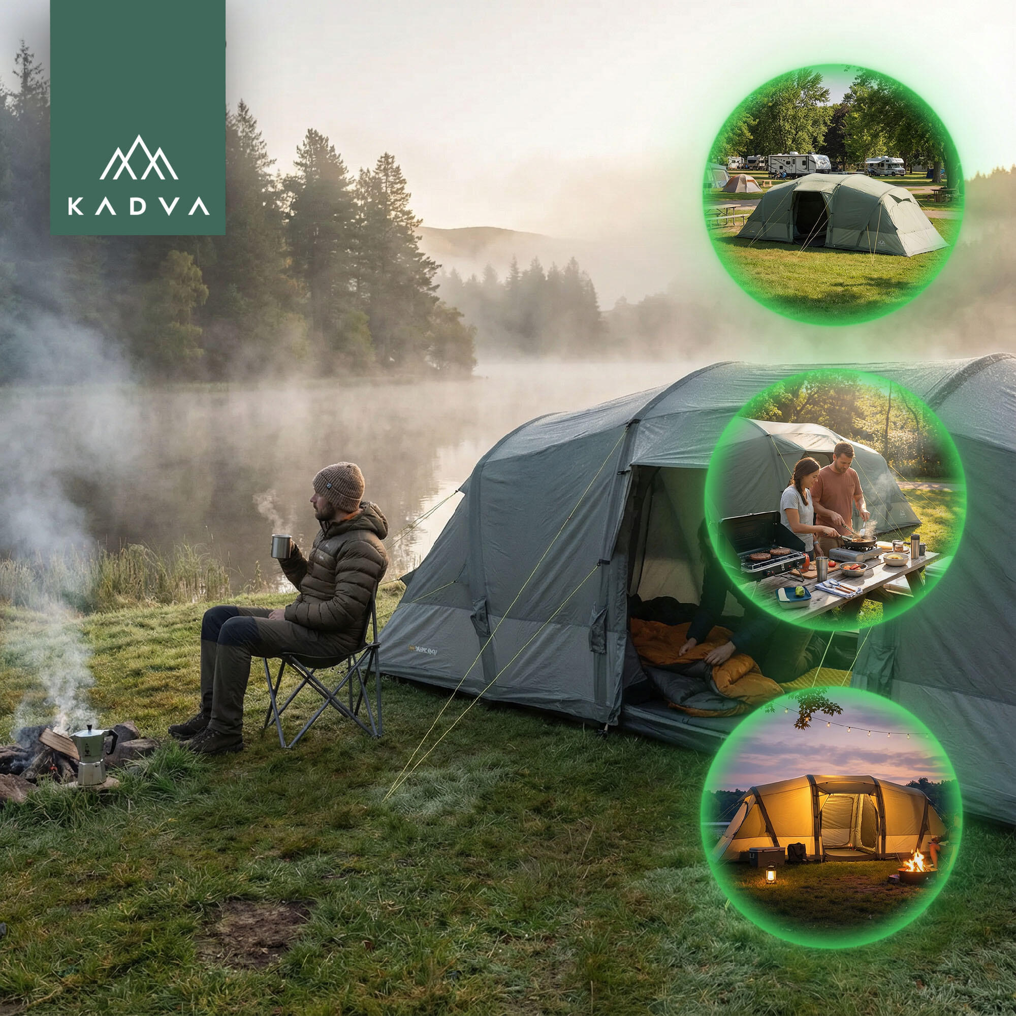 KADVA AIRcamp 6.33 Tenda da campeggio per 6 persone 4/7
