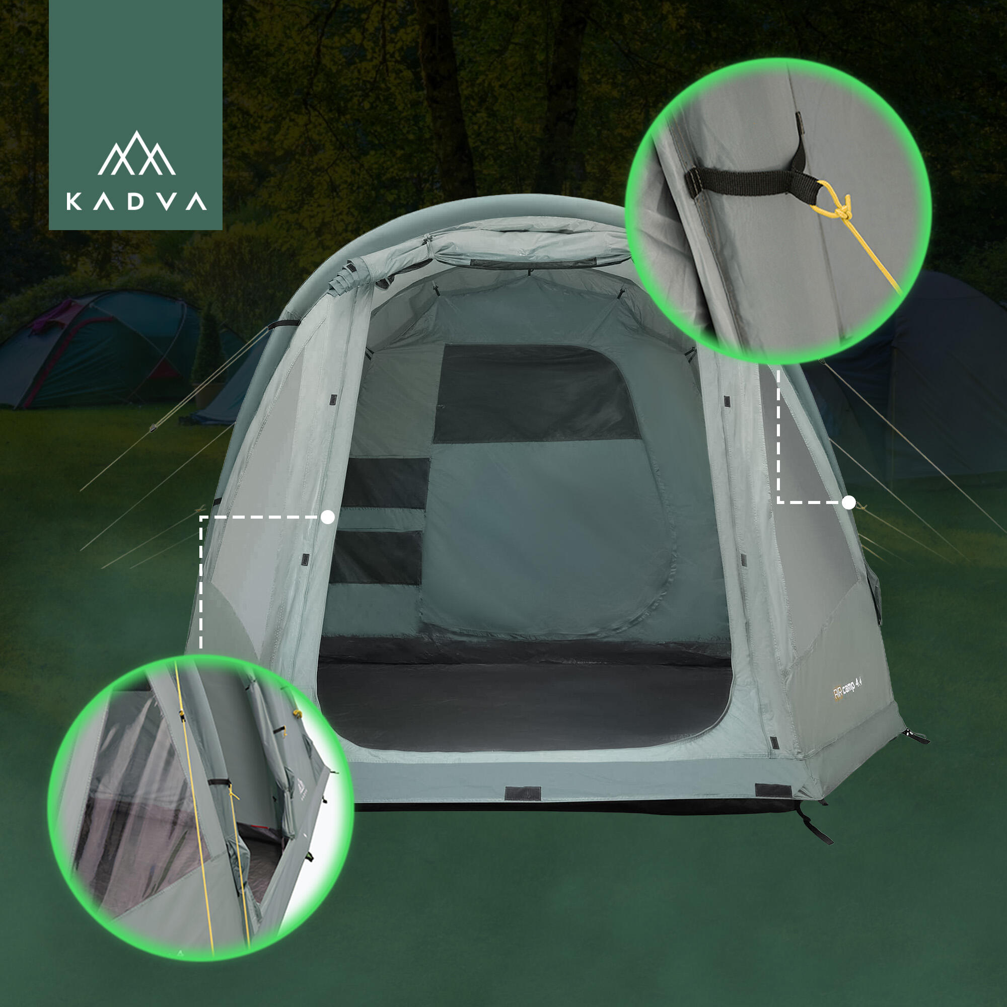 Tenda de acampamento KADVA AIRcamp 4.4 para 4 pessoas 5/7