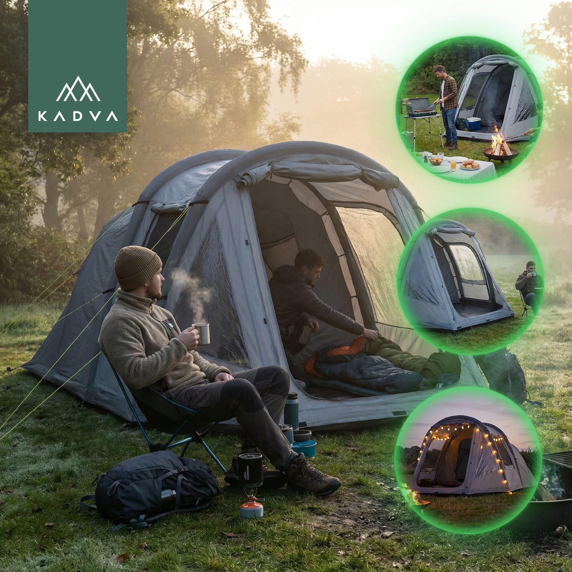 Tenda de acampamento KADVA AIRcamp 4.4 para 4 pessoas 4/7