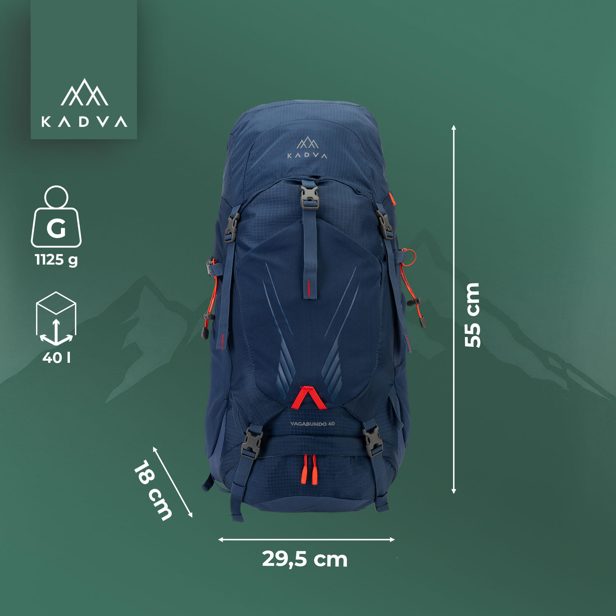 Mochila de trekking KADVA Vagabundo 40 l 2/7