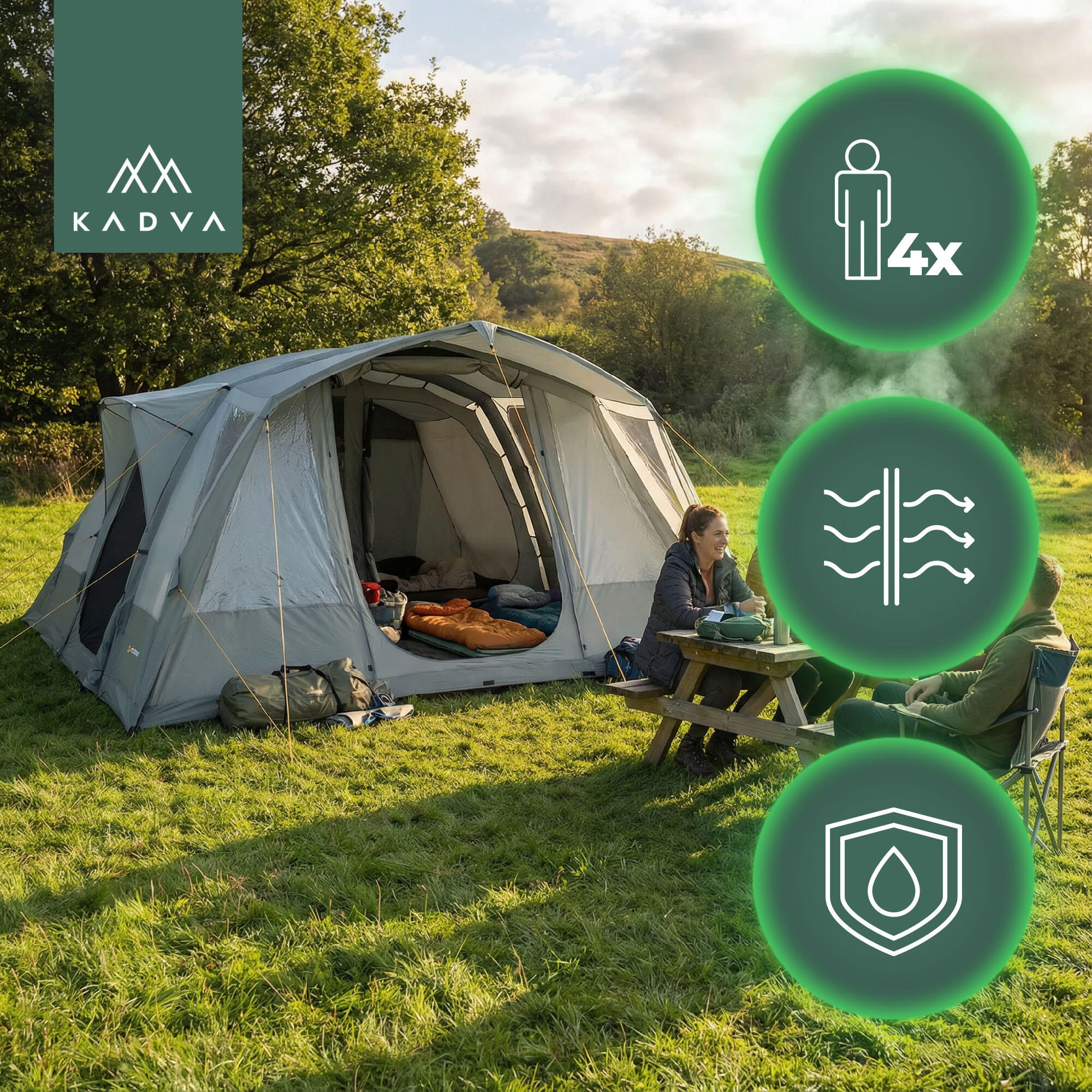 KADVA AIRcamp 6.24 Tenda de acampamento para 6 pessoas 3/7