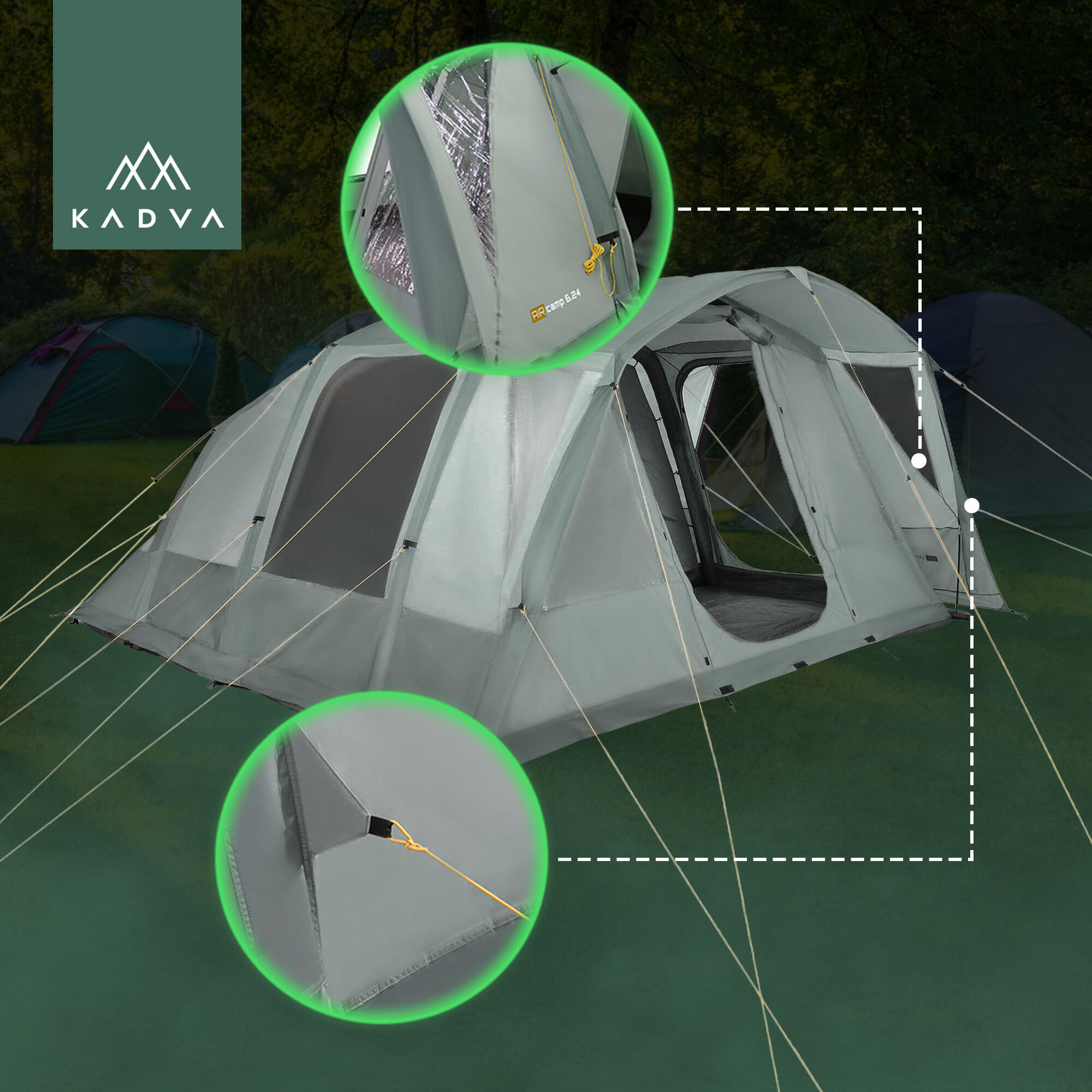 KADVA AIRcamp 6.24 Tenda de acampamento para 6 pessoas 5/7