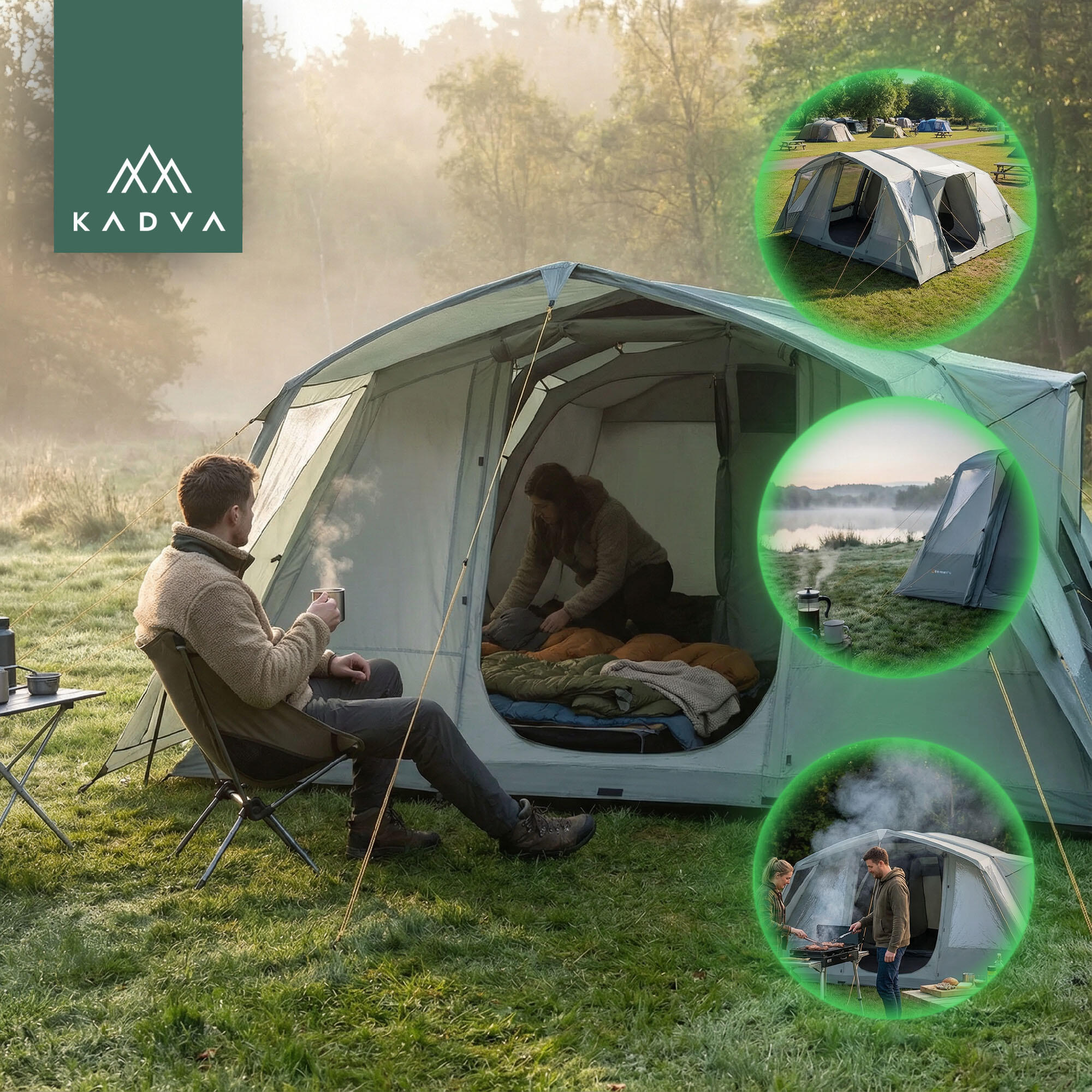 KADVA AIRcamp 6.24 Tenda de acampamento para 6 pessoas 4/7