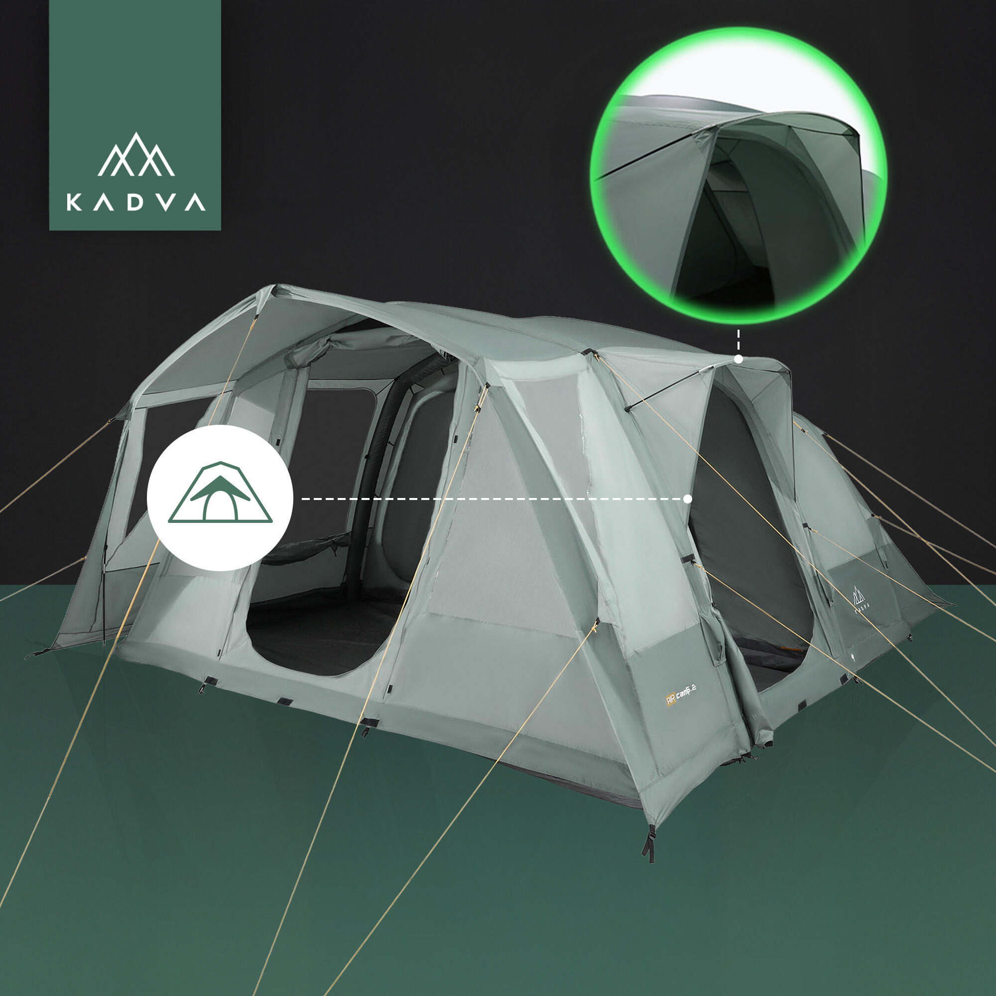 KADVA AIRcamp 6.24 Tenda de acampamento para 6 pessoas 6/7