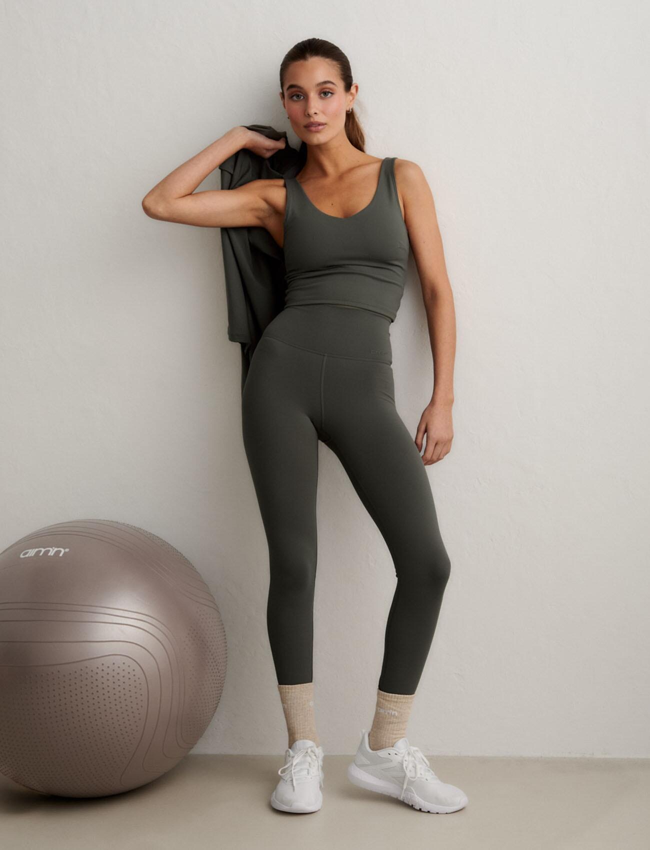 Damskie legginsy z wysokim stanem, squat proof, dla niskich Sense zielone