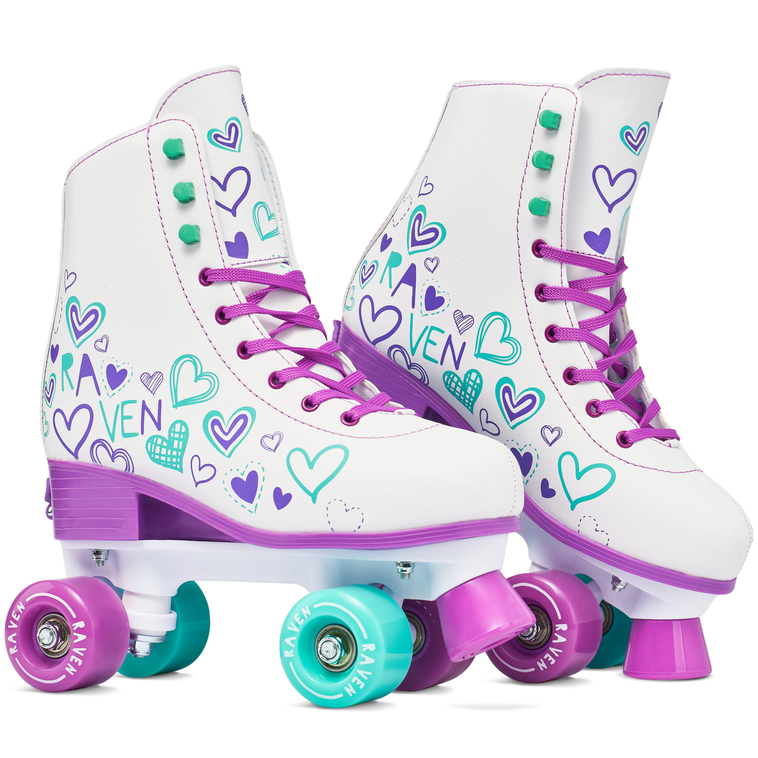 SMJ Snowbella Pattini Da Ghiaccio Regolabili Per Donne E Ragazze, Bianco/Menta, Lama In Acciaio Inox, Fodera Calda, Taglie: 31-34, 35-38, 39-42