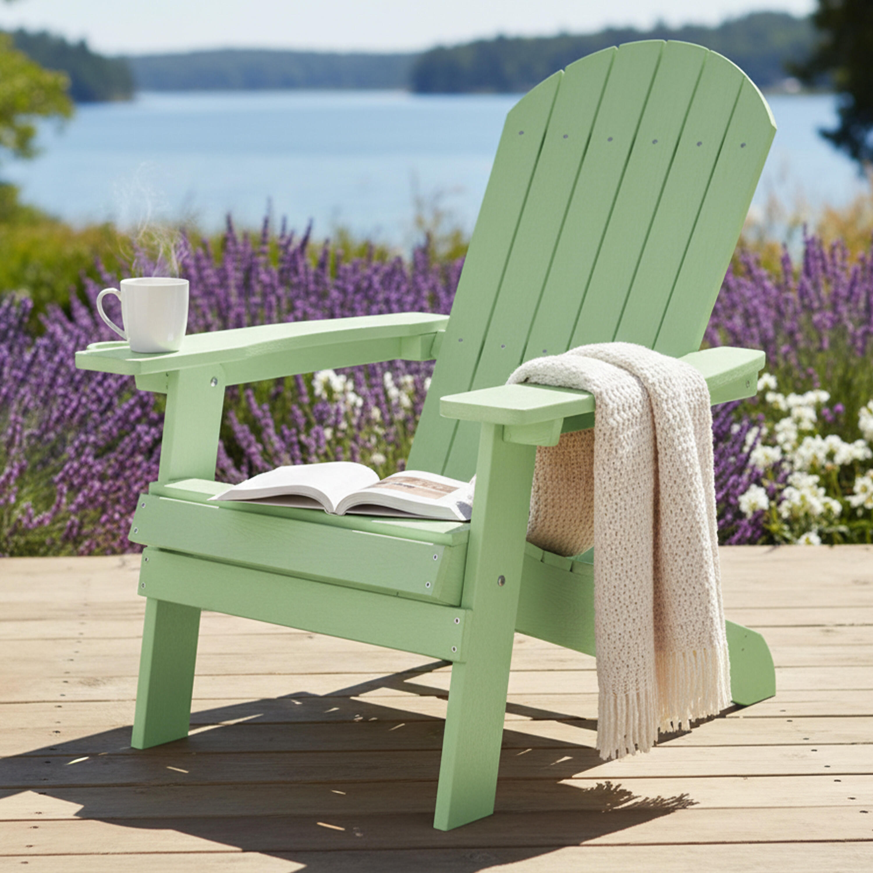 Chaise de camping Adirondack, Claire, Plastique, Vert Pastel 3/7