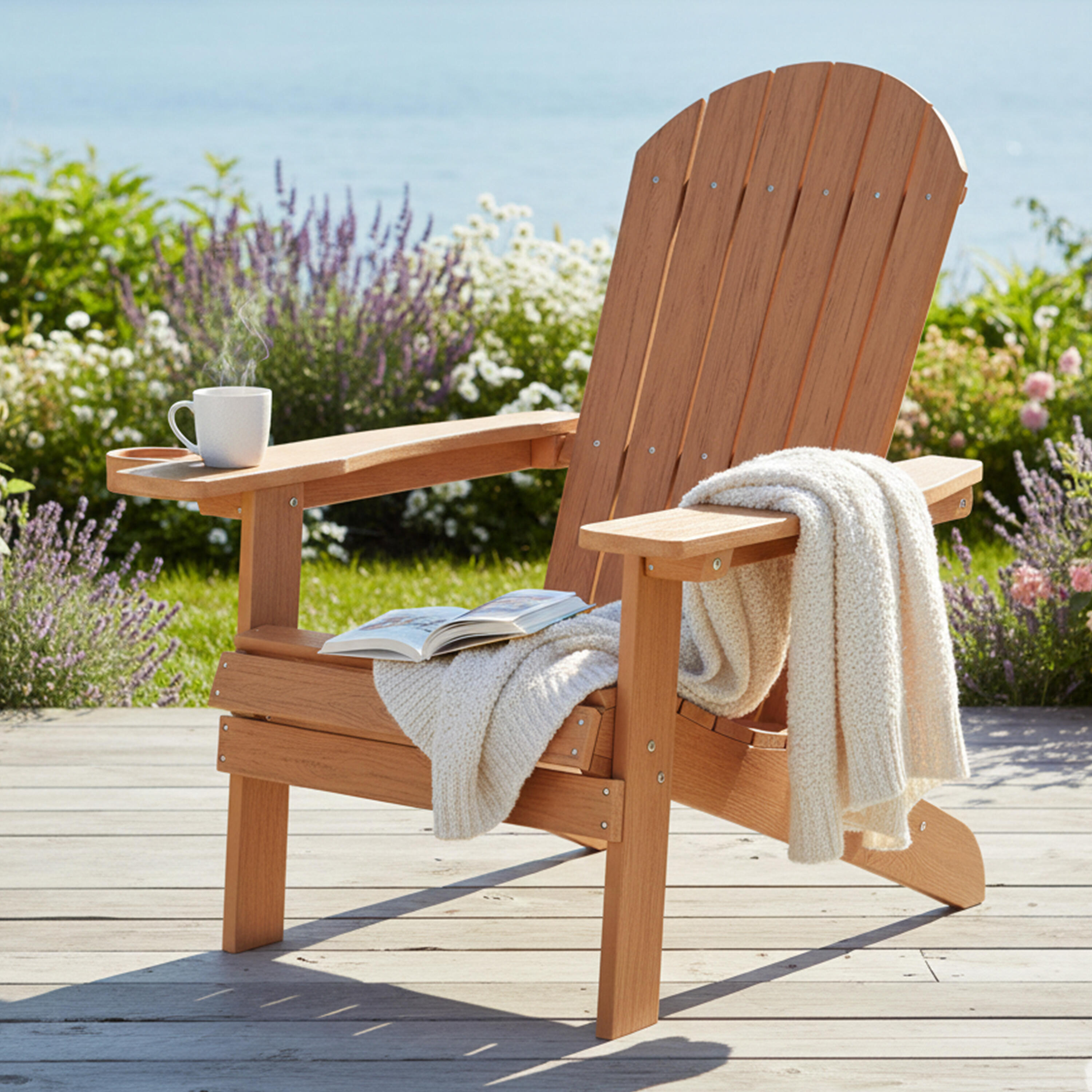 Chaise de camping Adirondack, Claire, Plastique, Marron 3/7