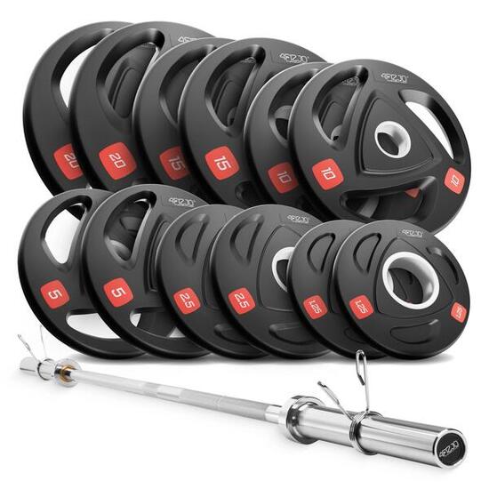 Zestaw olimpijski - obciążenie 107,5 kg + sztanga - 4FIZJO