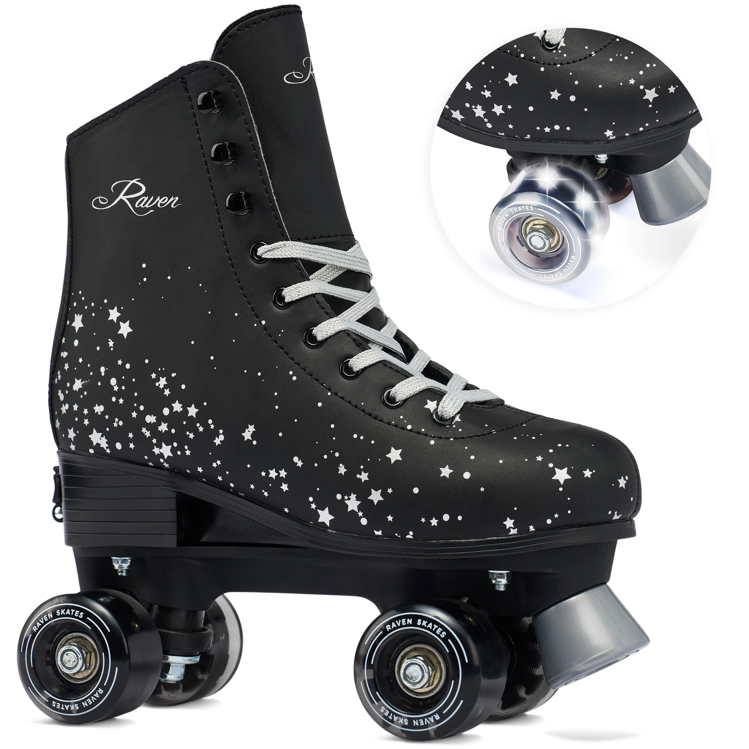 Raven - Patins À Roulettes Rétro Réglables Raven Noa Noir Roues Lumineuses - Rollers En Ligne - Gris|noir - 31/34 - Decathlon
