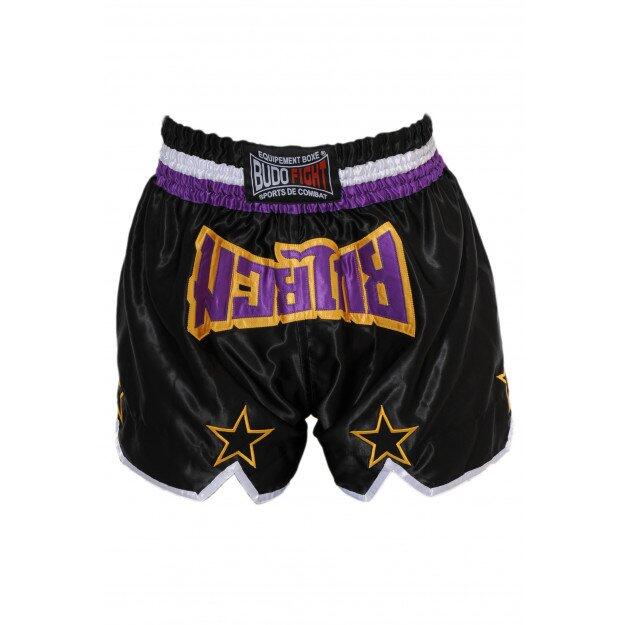 Thai-Boxshorts Star schwarz & lila 2/3