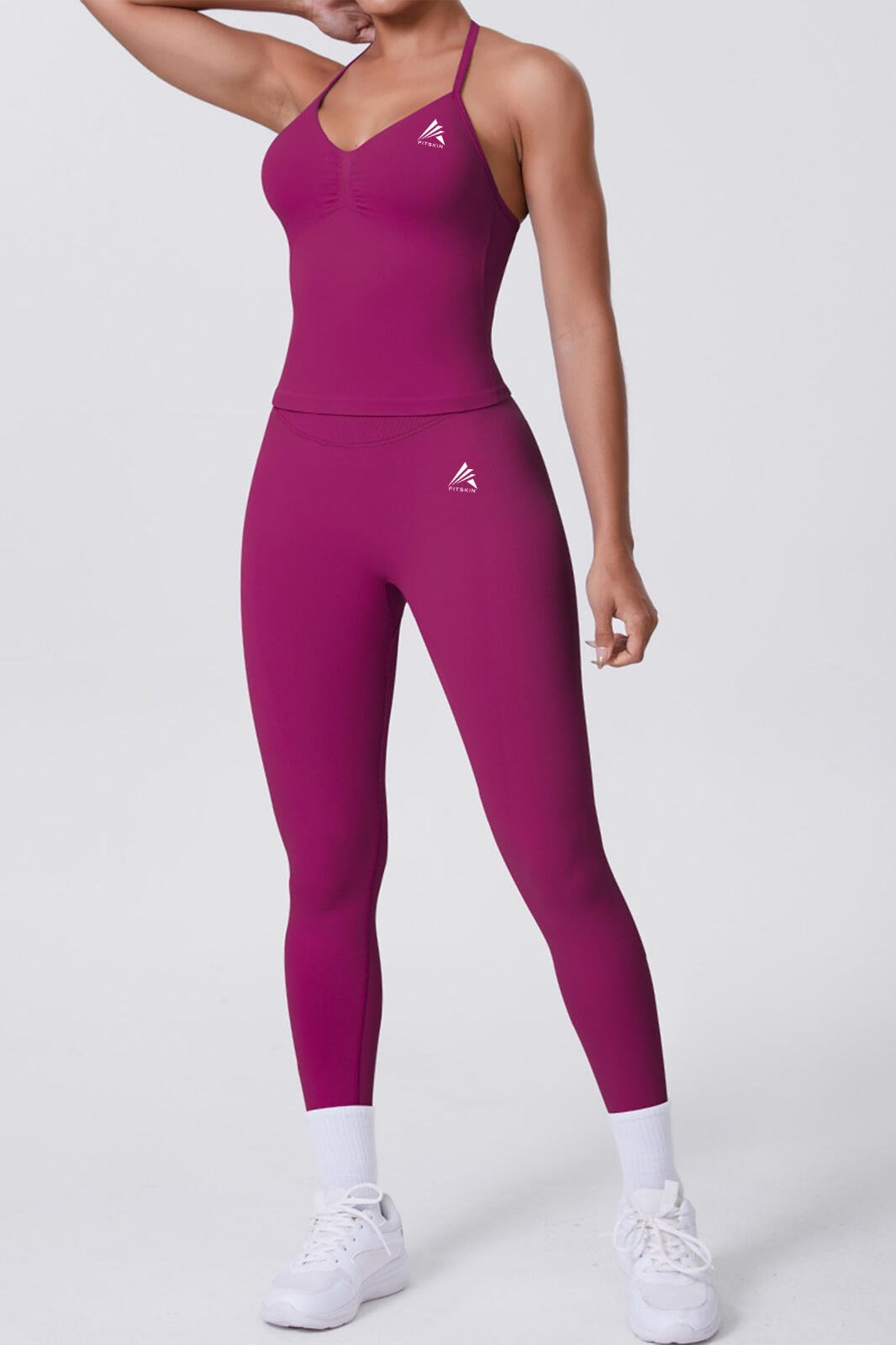 Bustiera FITSKIN V-Form Longline Dark Fuchsia