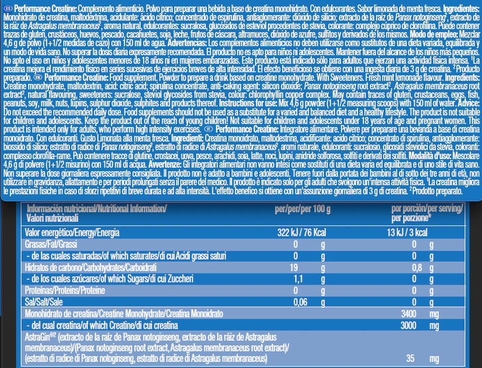 Créatine Creapure® - Performance Creatine - Limonade à la Menthe Fraîche 300g 3/4