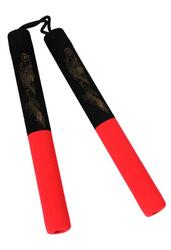 Nunchaku à corde en mousse noir & rouge