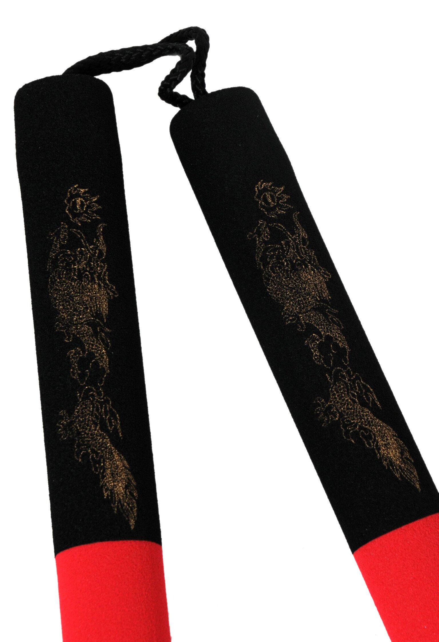Nunchaku a corda in schiuma nera e rossa 2/3