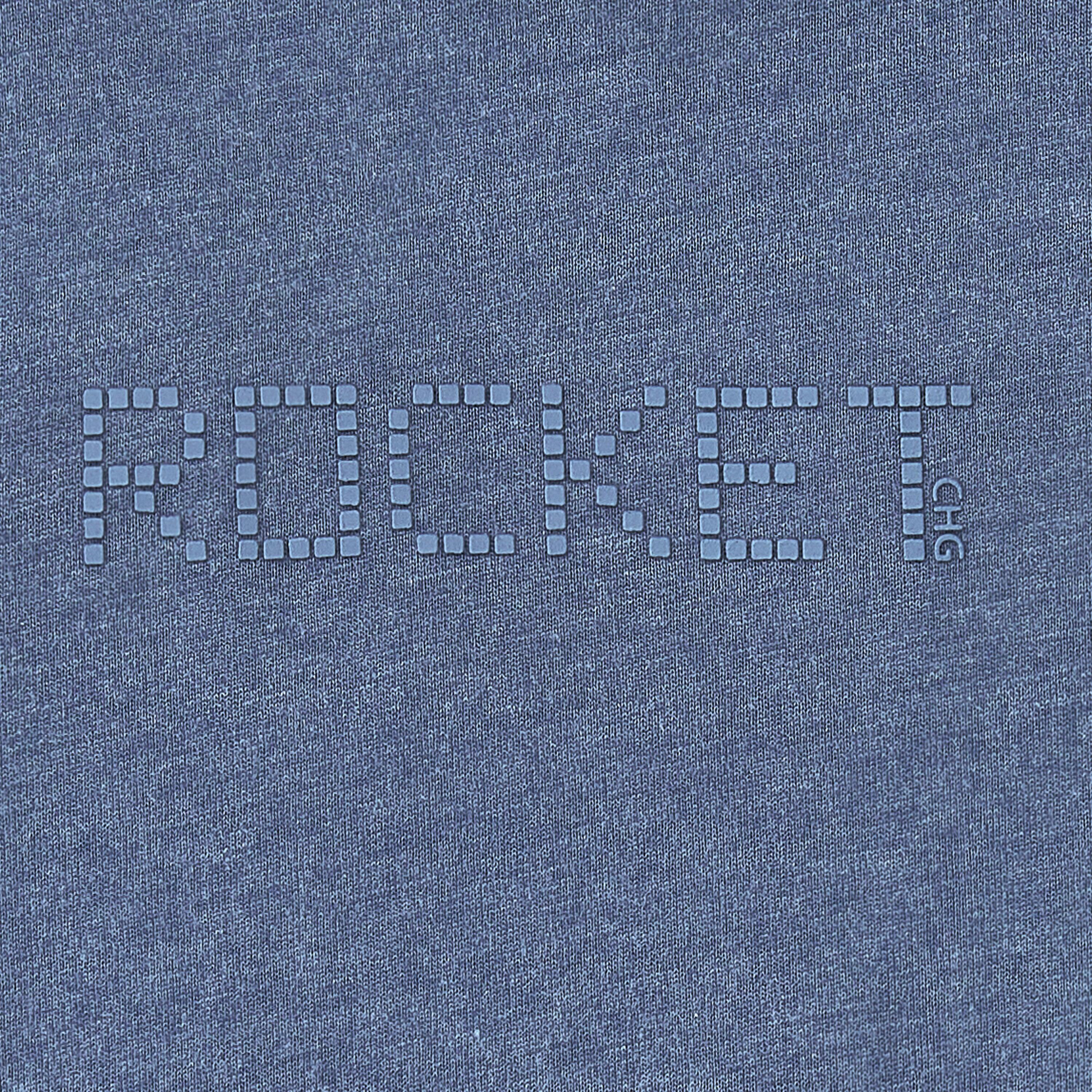 camiseta azul de gola alta de algodão com mangas 3/4
