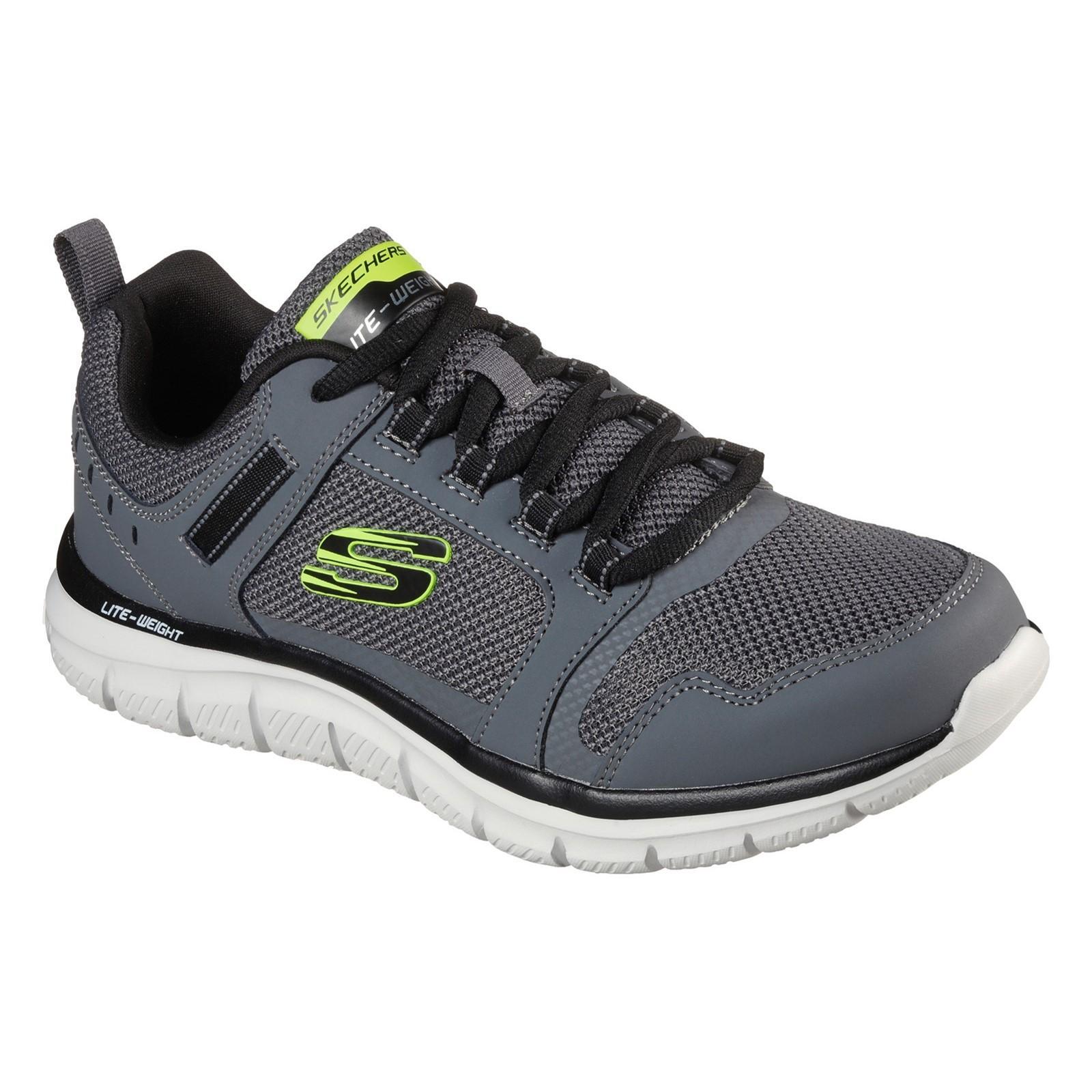 Skechers Mens Track Knockhill Action Leather Trainers