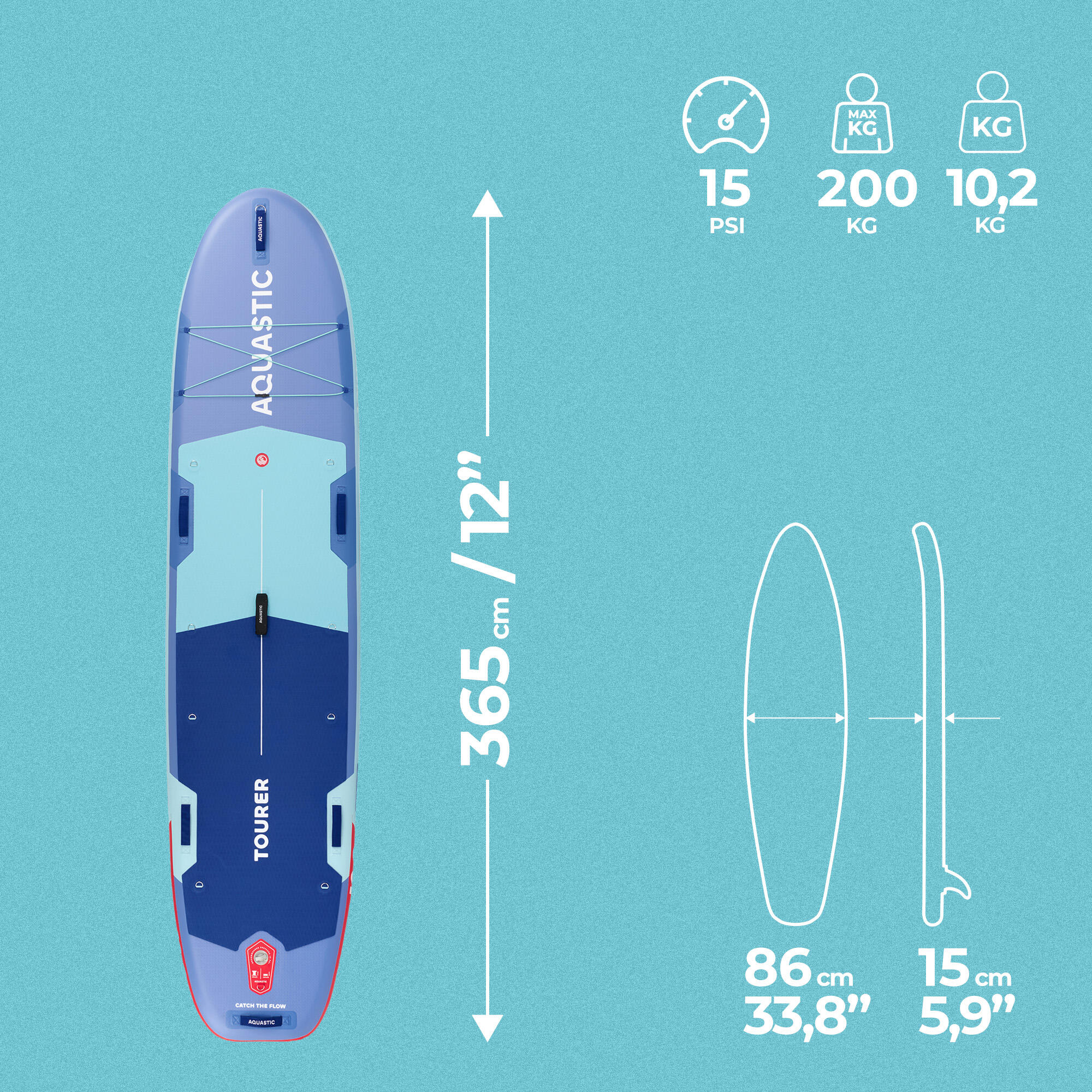 Deska SUP AQUASTIC Tourer 12'0" Zestaw z dwoma siedziskami 2/7