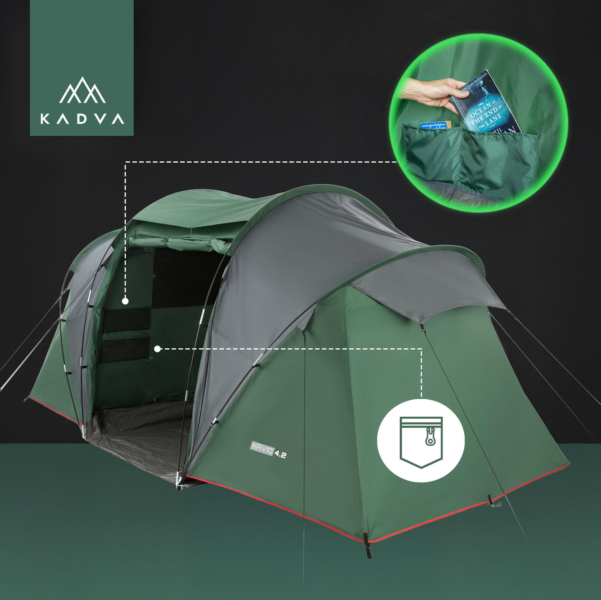 Barraca de camping para 4 pessoas KADVA Kavio 4.22 6/7