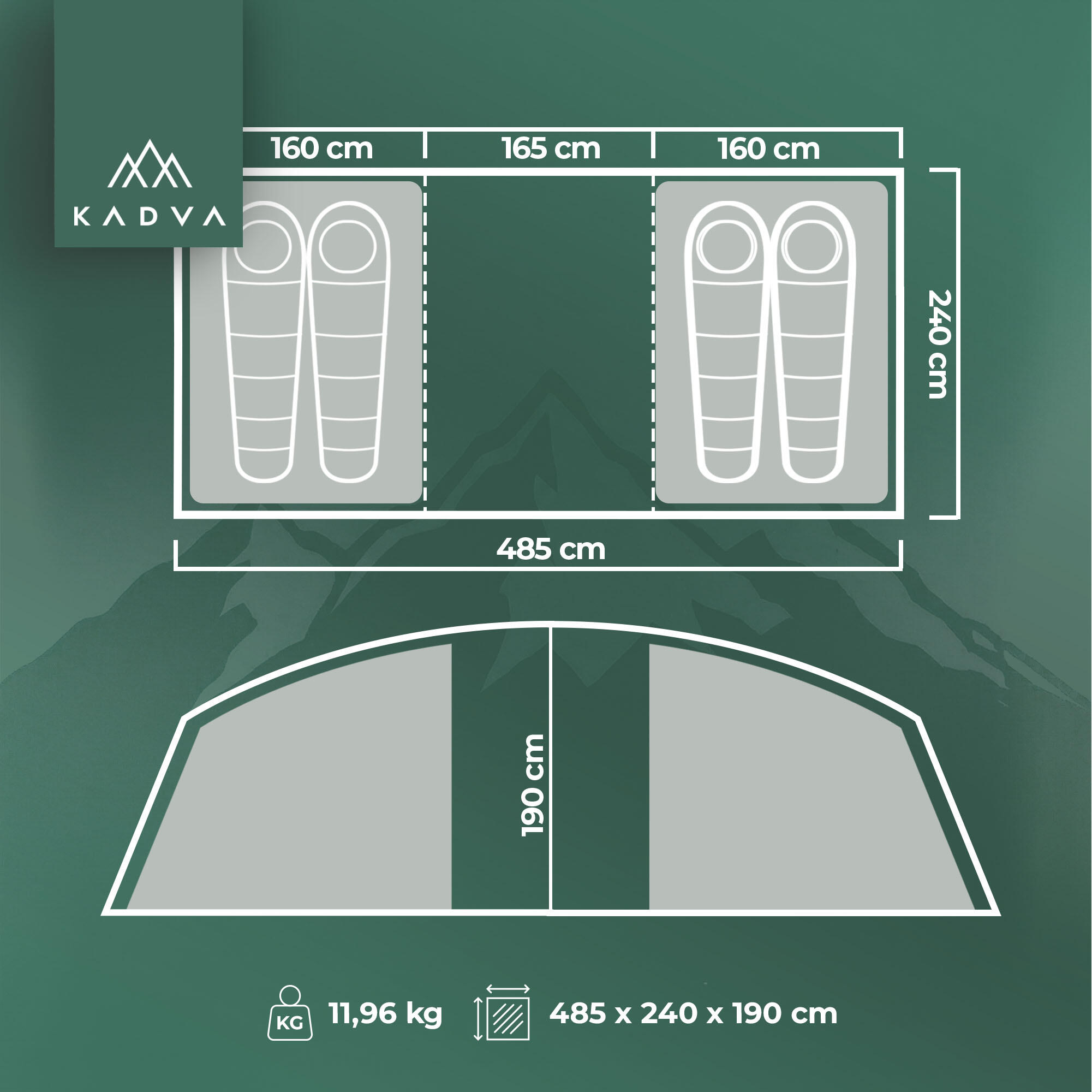 Barraca de camping para 4 pessoas KADVA Kavio 4.22 2/7