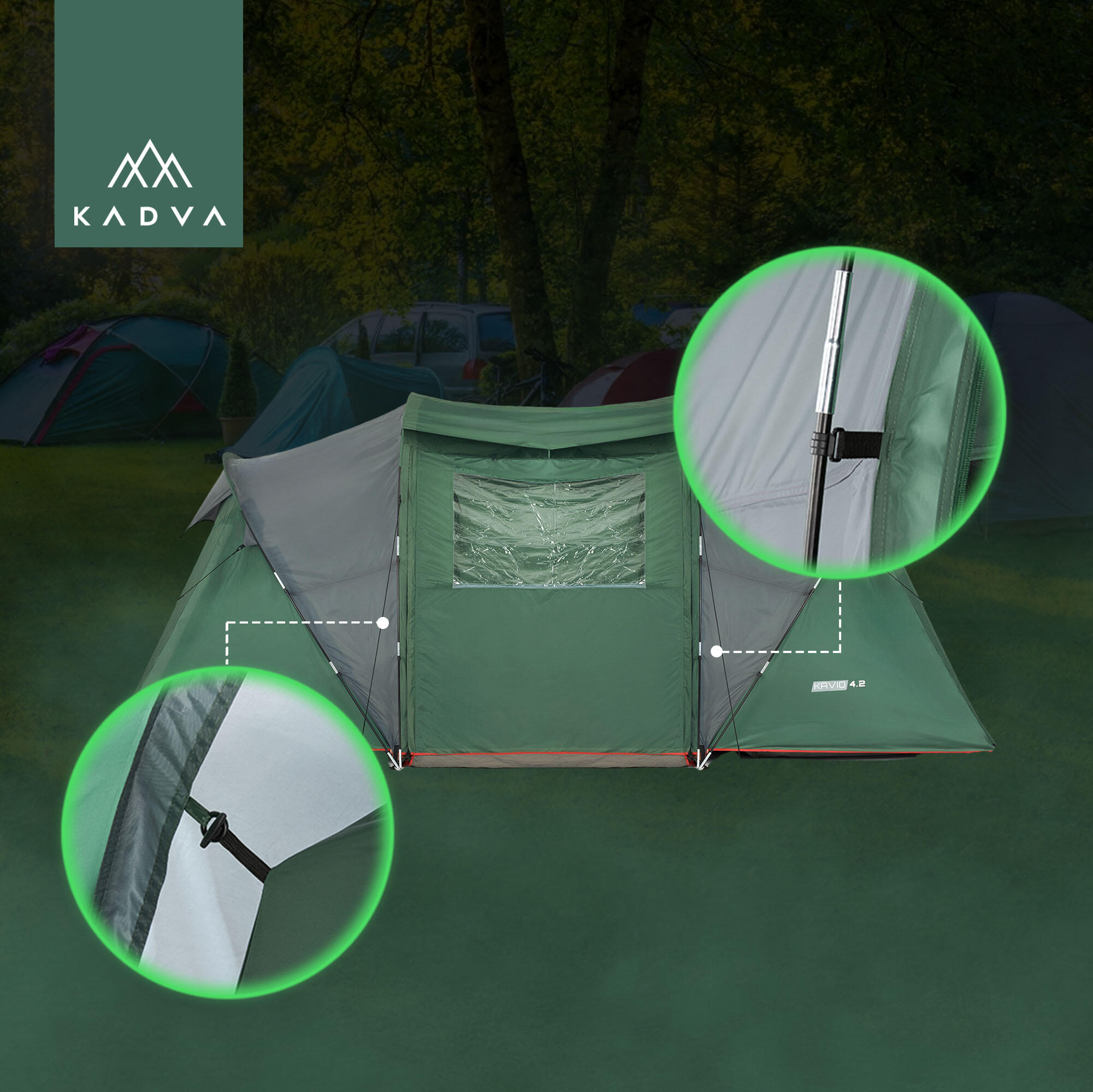 Barraca de camping para 4 pessoas KADVA Kavio 4.22 5/7