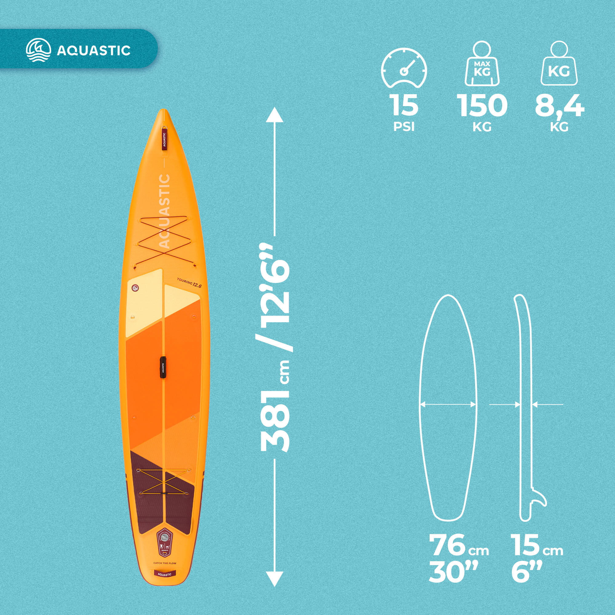 SUP-plank AQUASTIC Touring 12'6" 2/7