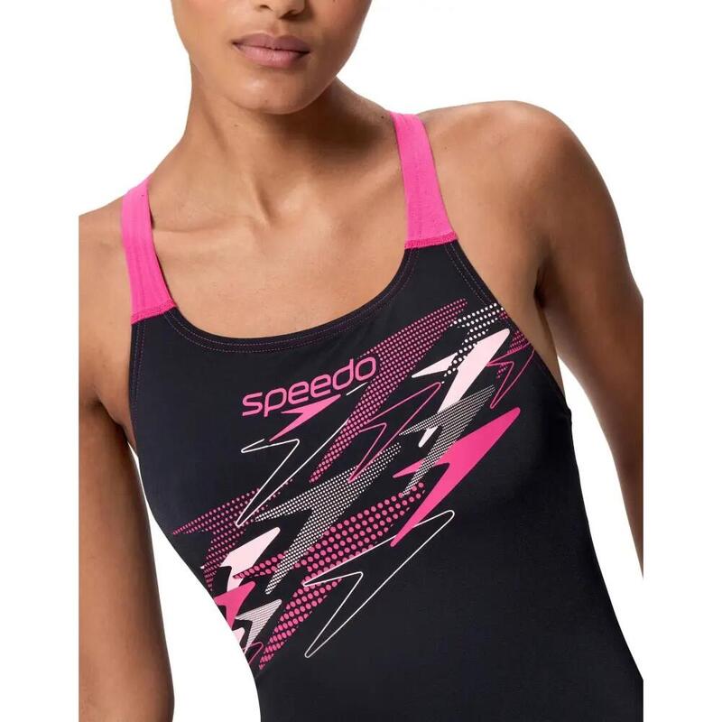 Costum inot femei Speedo Medley Logo Medalist negru/roz – Endurance+