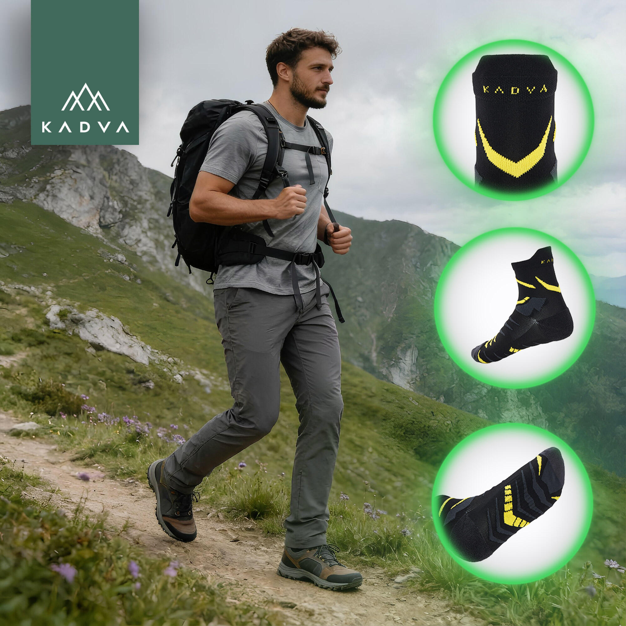 Meias KADVA Stride Coolmax 2 pares 4/6