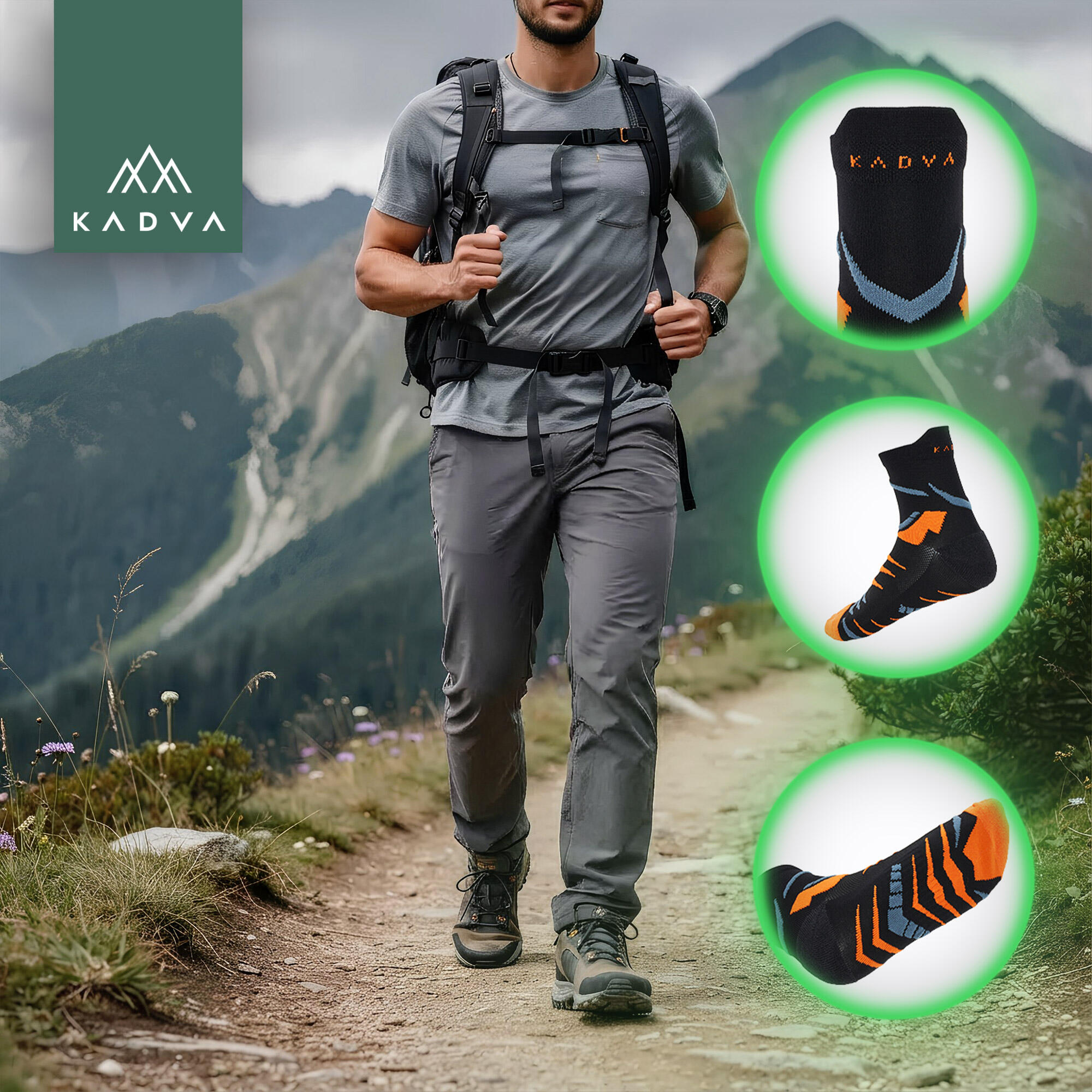 Meias KADVA Stride Coolmax 2 pares 4/6