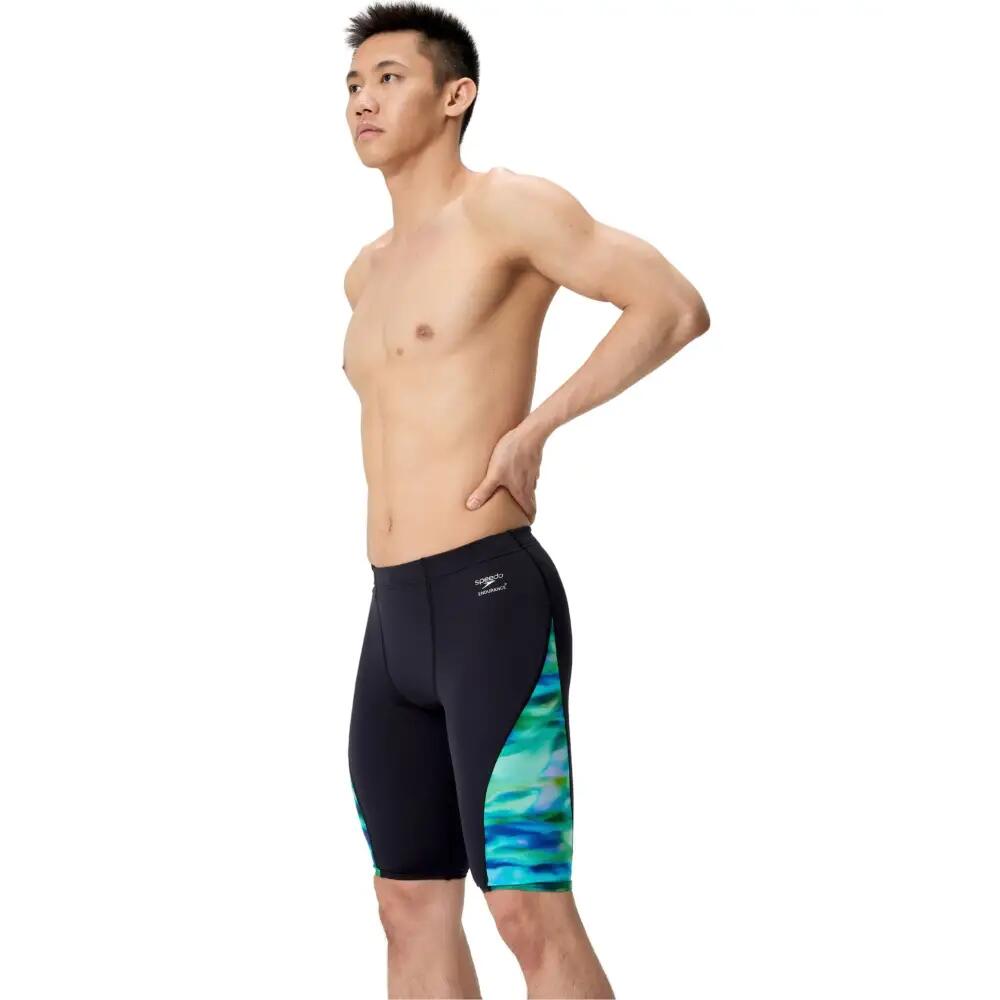 Speedo Herren Schwimmjammer Spliced Printed Schwarz/Grün 3/5