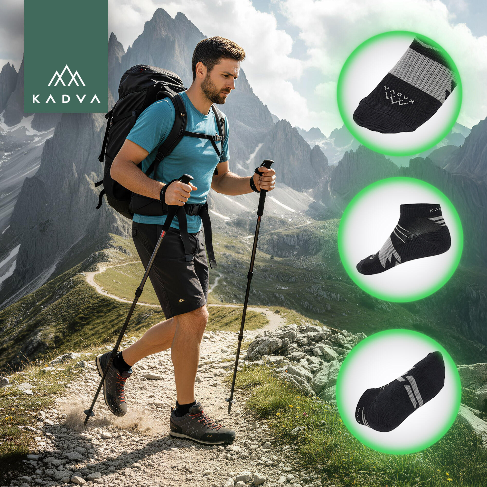 Meias KADVA Stride Coolmax Low Cut 2 pares 4/6
