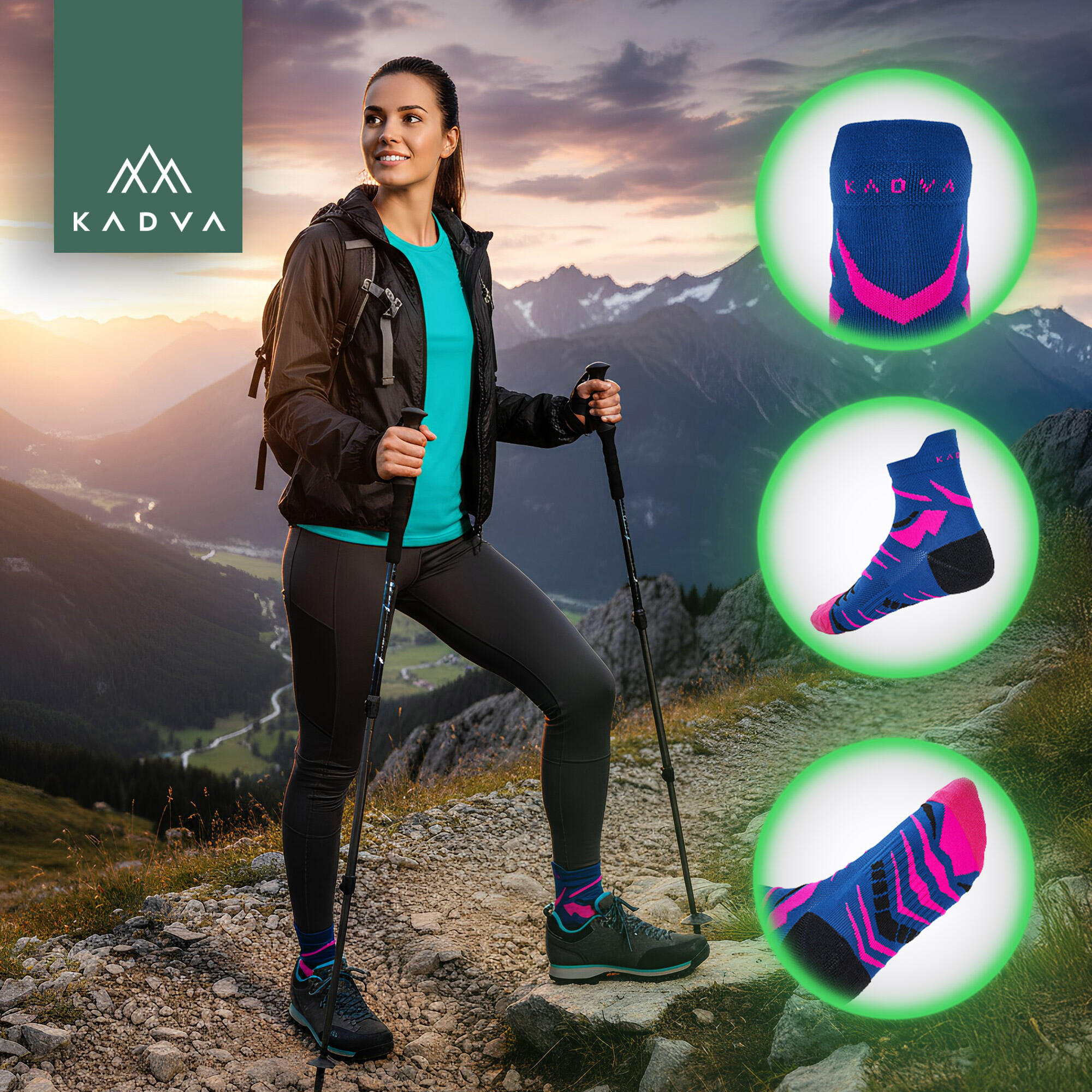 Meias femininas KADVA Stride Coolmax 2 pares 4/6