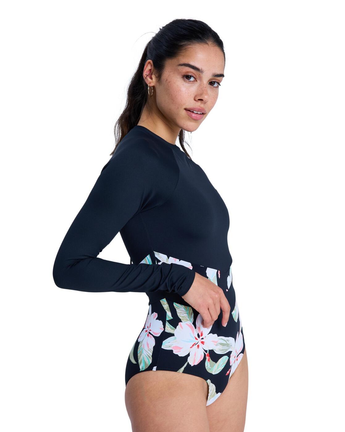 Maillot une pièce manches longues THE RIDER ZIPPED Noir Femme 3/4