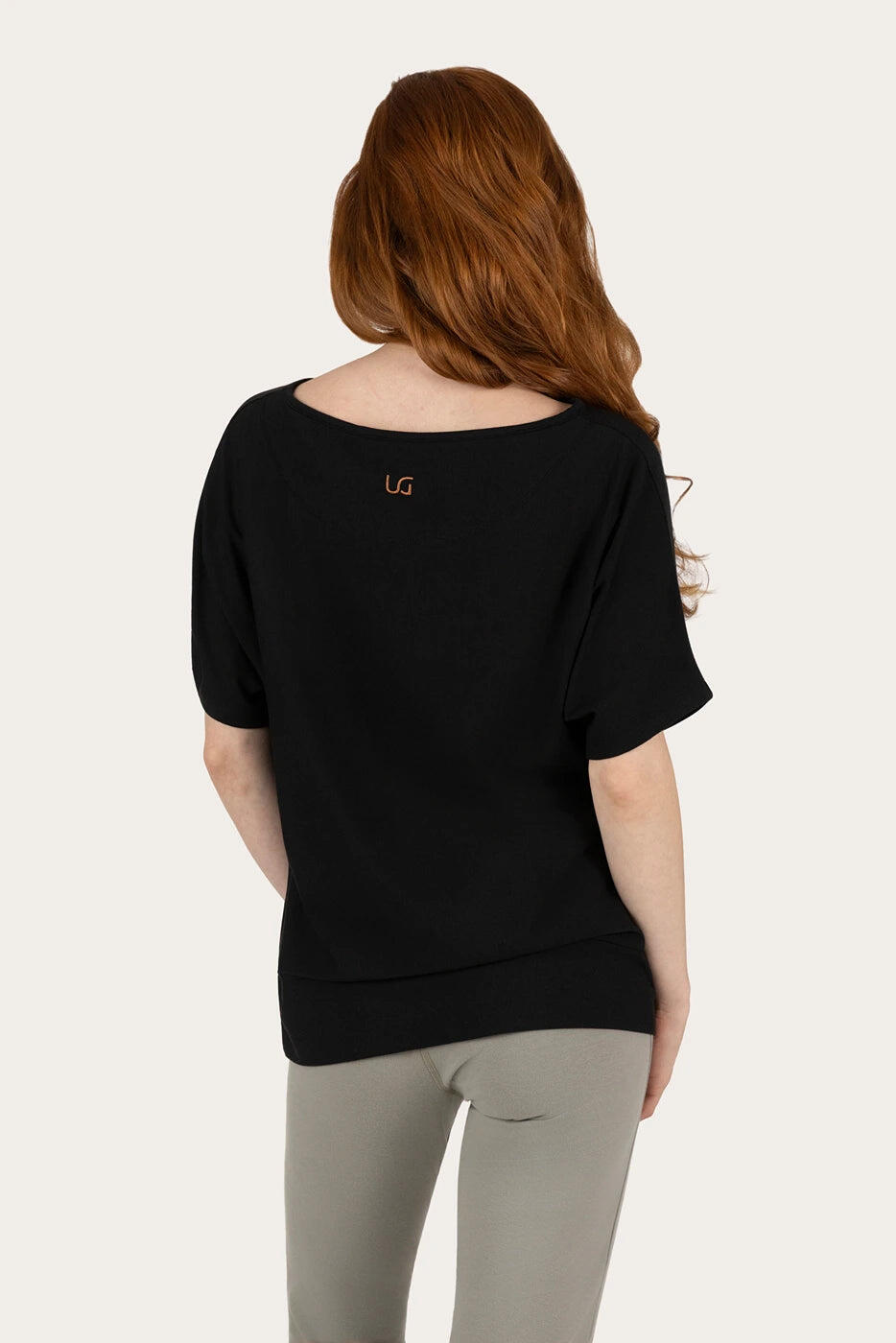 T-shirt Yoga & Pilates Budhi Coupe Ample, manche chauve-souris - Noir Onyx 3/5