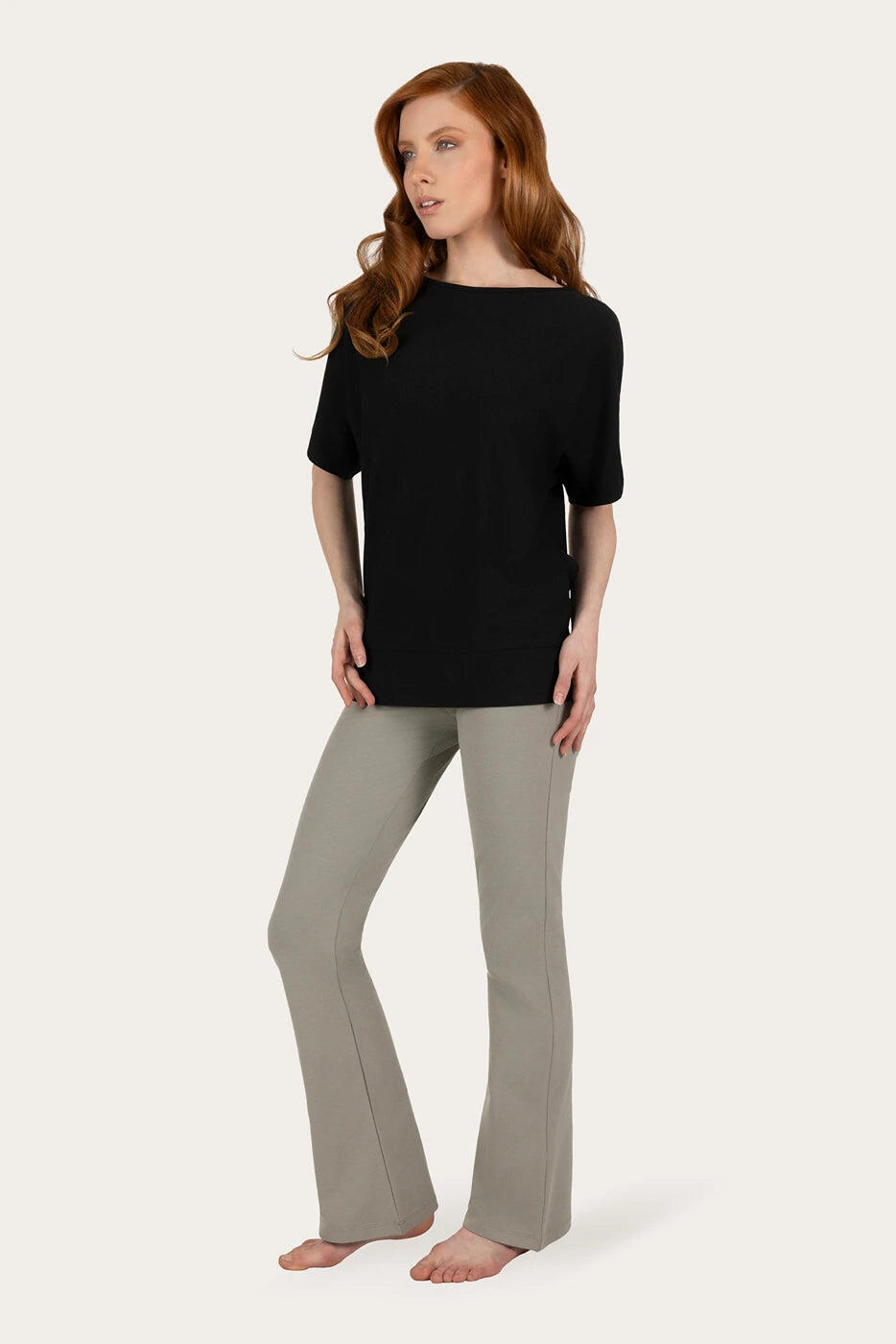T-shirt Yoga & Pilates Budhi Coupe Ample, manche chauve-souris - Noir Onyx 4/5