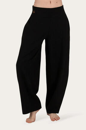 Pantalon de yoga & méditation Dhara – coupe barrel, Noir Onyx
