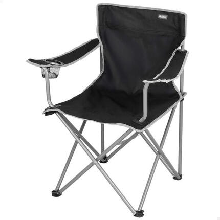 Aktive Chaise de camping pliante 48x45x80 cm avec porte-gobelet, noire