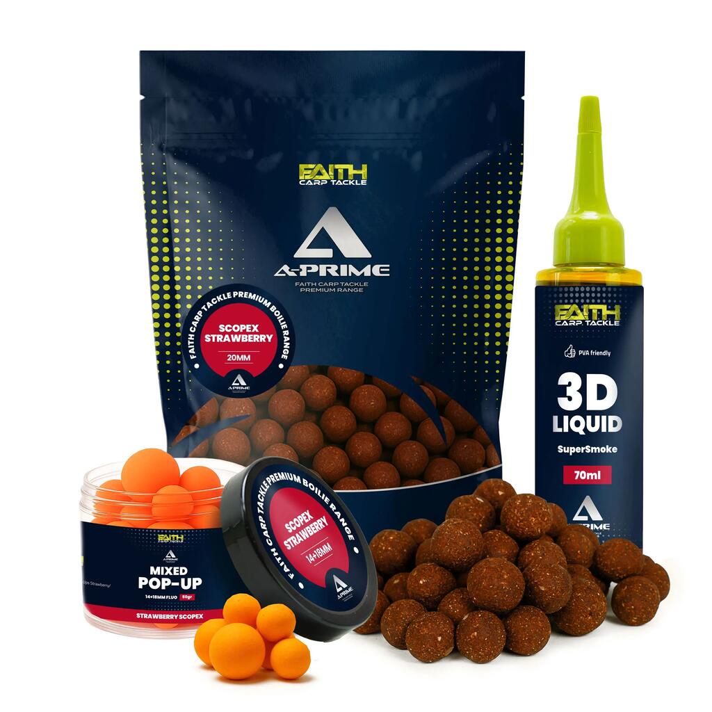 A-Prime Boilie Set Strawberry/Scopex - Boilies, Pop-Ups and Liquid