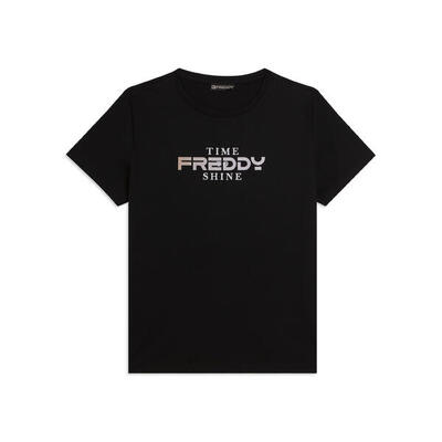 T-shirt Comfort Fit con Logo FREDDY e Slogan "Time Shine
