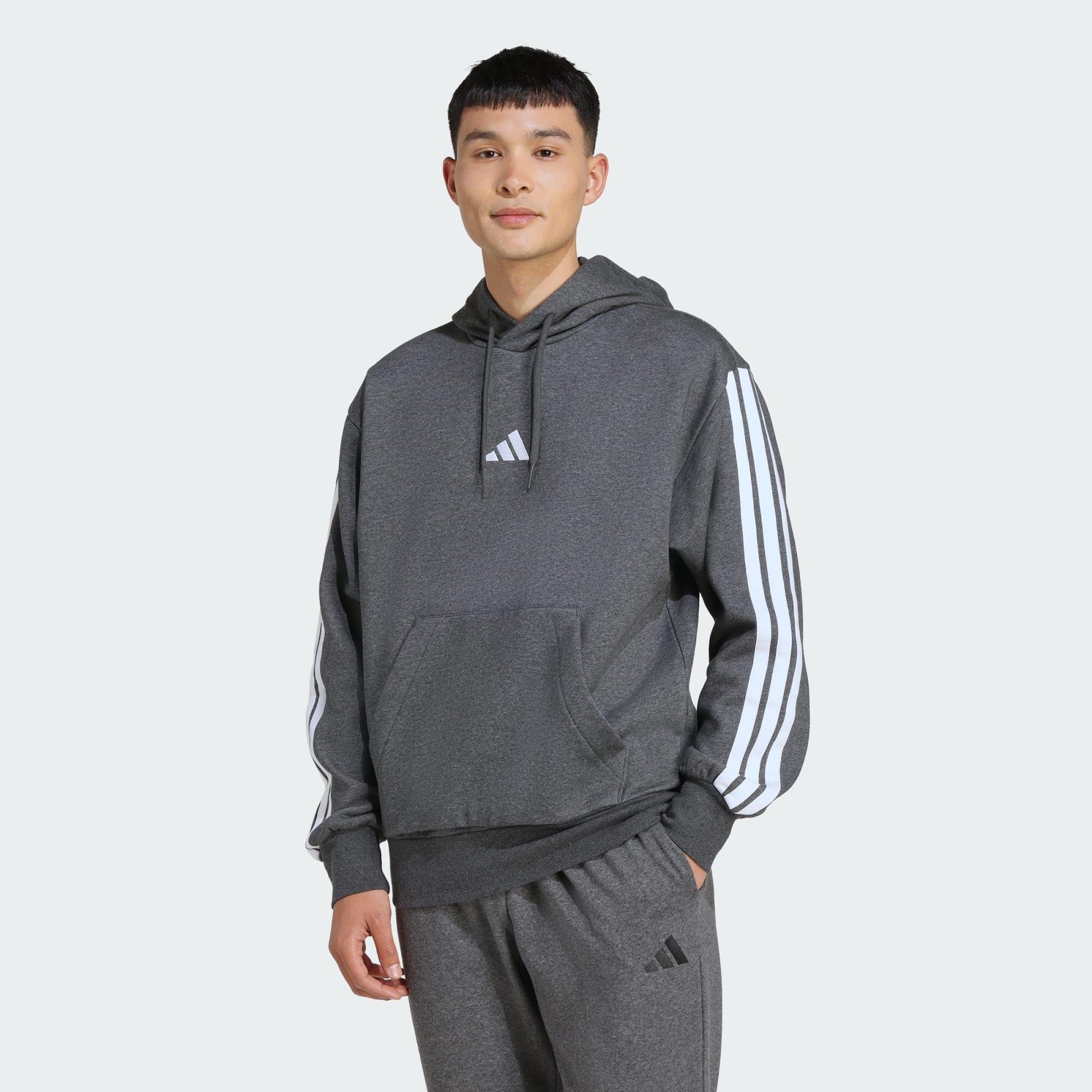 Adidas - Sweat-shirt À Capuche Molleton 3 Bandes Essentials - Survêtement De Sudation - Blanc|gris - 36 Xs - Decathlon
