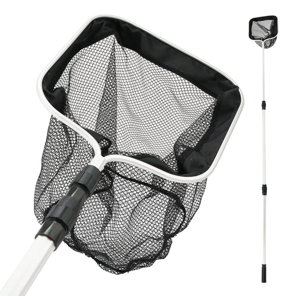 Pond Landing Net - 30 x 30 cm - Telescopic Handle 1.80 m - Black