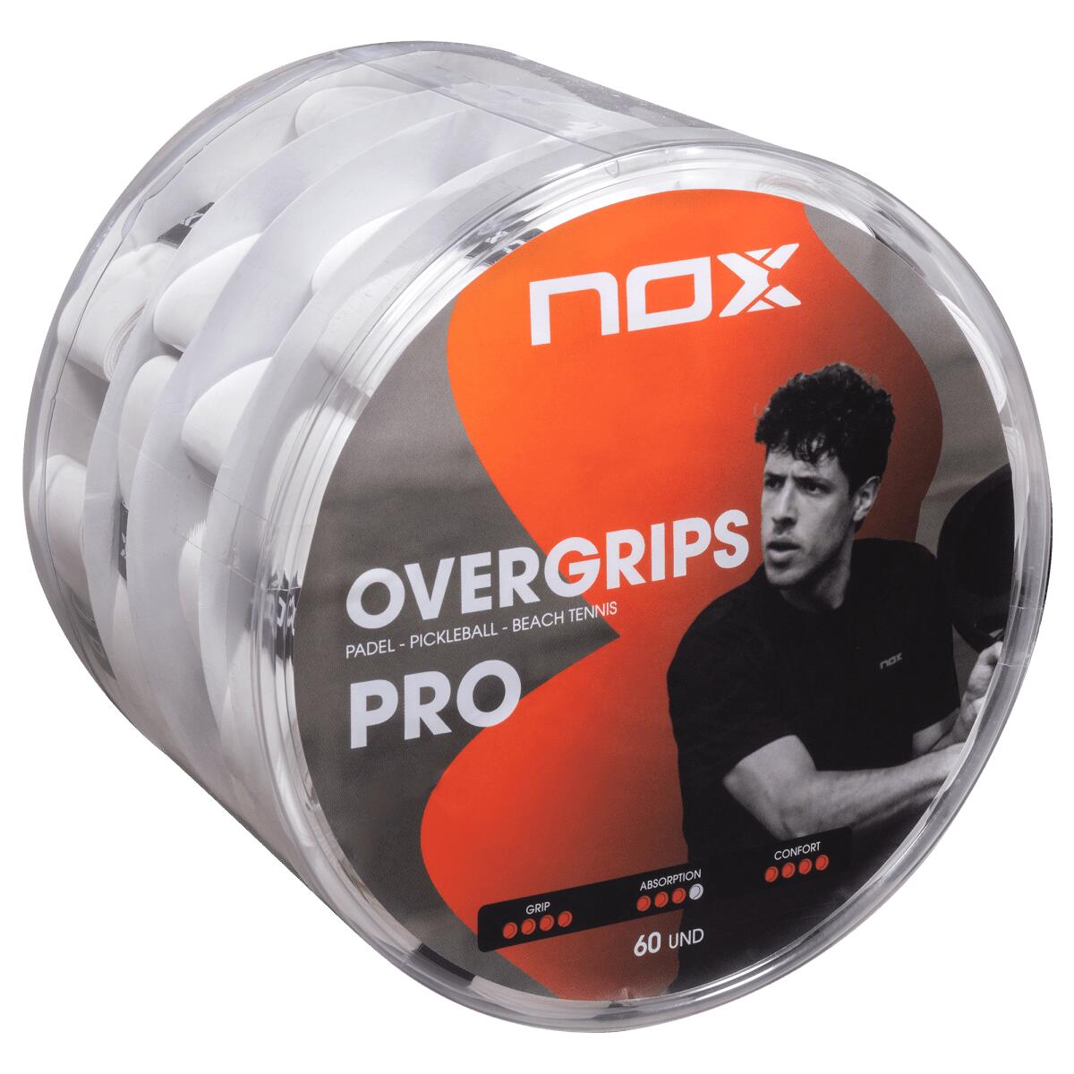Bote 60 Uds. Overgrips Nox Pro Blanc Lisse 2/5