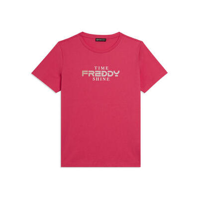 T-shirt Comfort Fit con Logo FREDDY e Slogan "Time Shine