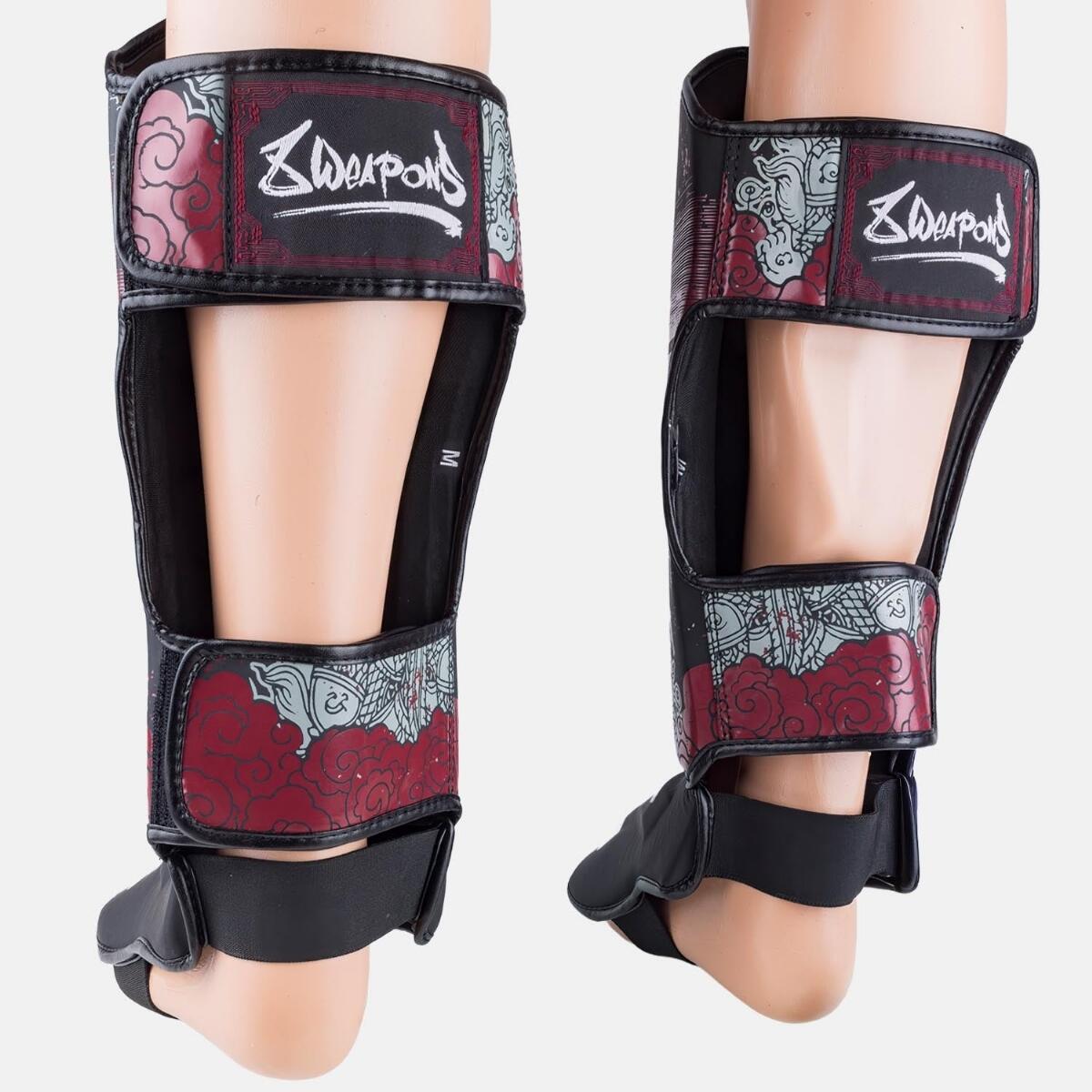 Schienbeinschoner 8 WEAPONS Hanuman Yant – Schwarz/Rot – S 7/7